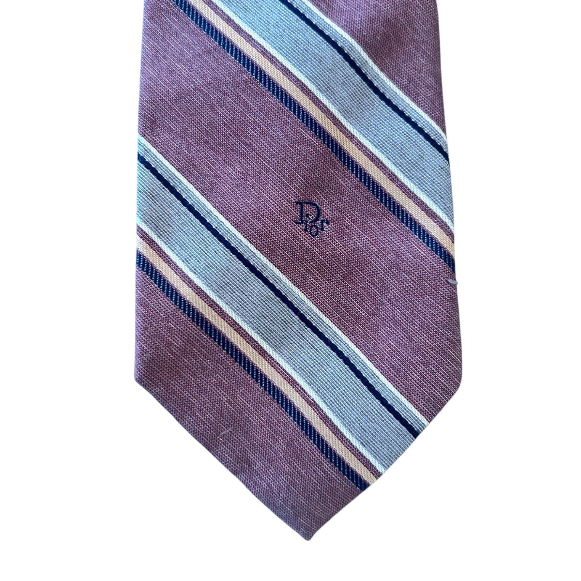 Dior Vintage Christian Dior Silk Blend Muted Classic Striped Tie Size ONE SIZE - 6 Thumbnail