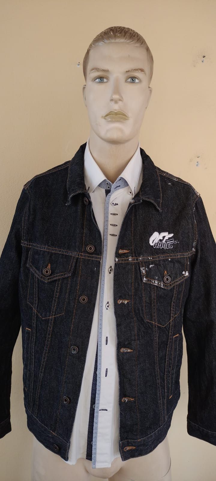 image of Off White Denim Jacket in Grey, Men's (Size Large)
