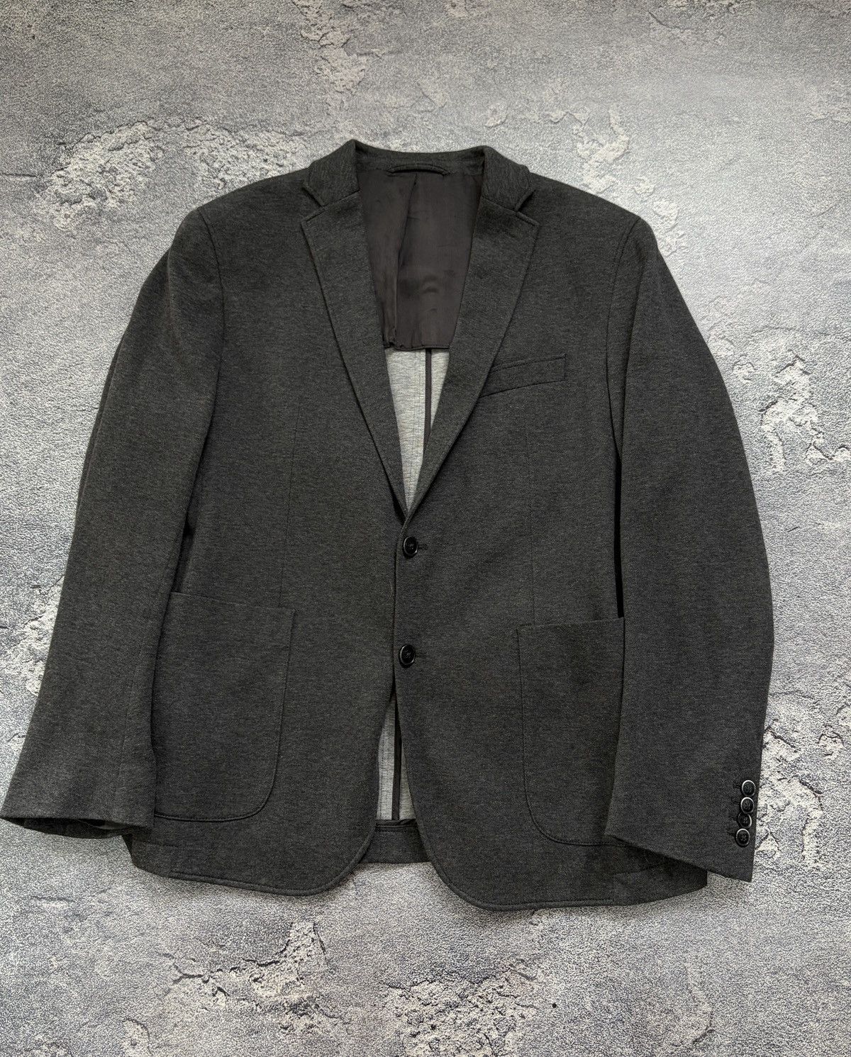 Hackett Hackett London Grey Cotton Blend Knit Sport Coat XL Size 44R - 3 Thumbnail