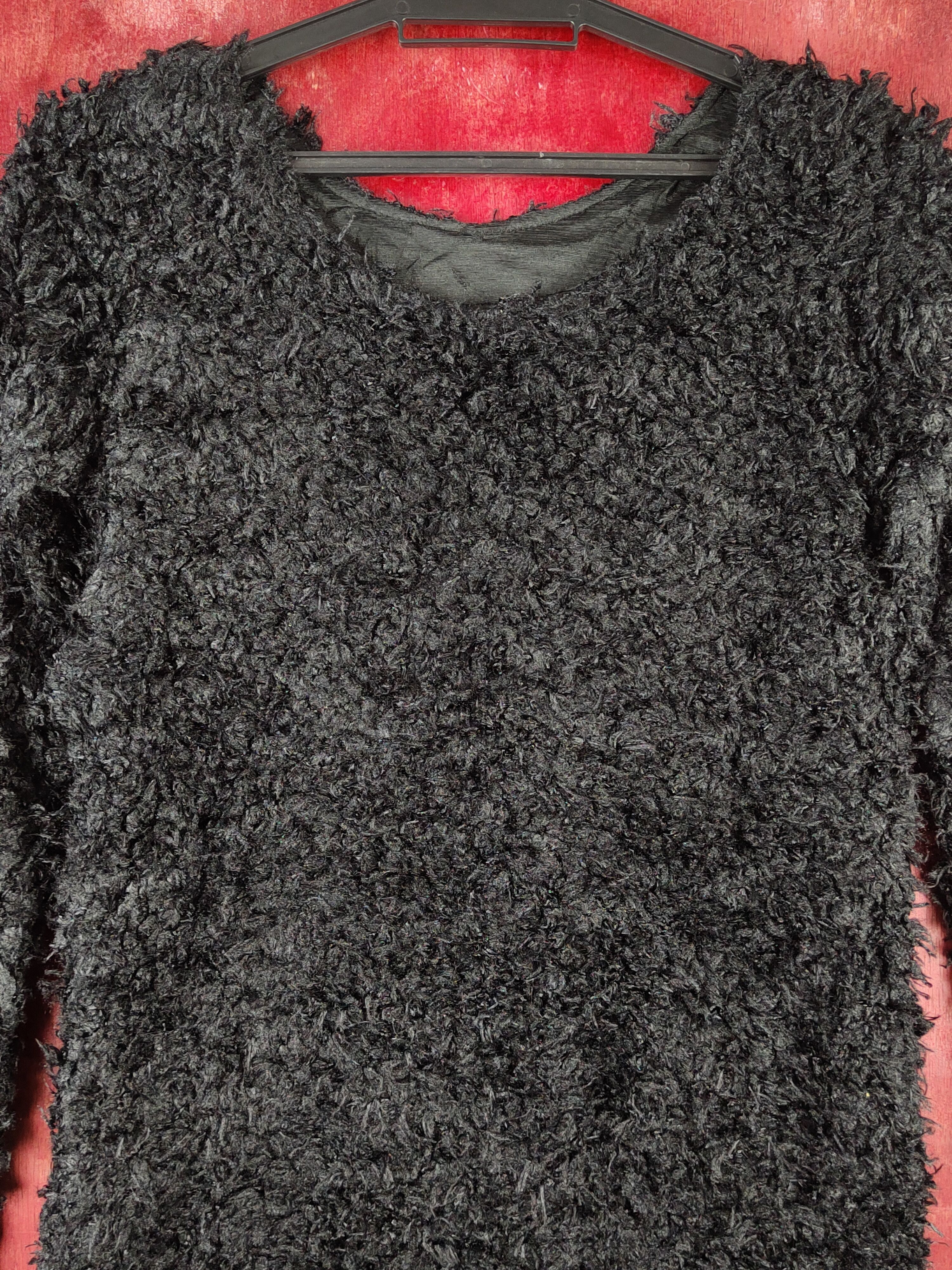 Japanese Brand × Vintage Japanese Brand Black Shag Shaggy Fur Mohair Knitwear #S1894 Size S / US 4 / IT 40 - 2 Thumbnail