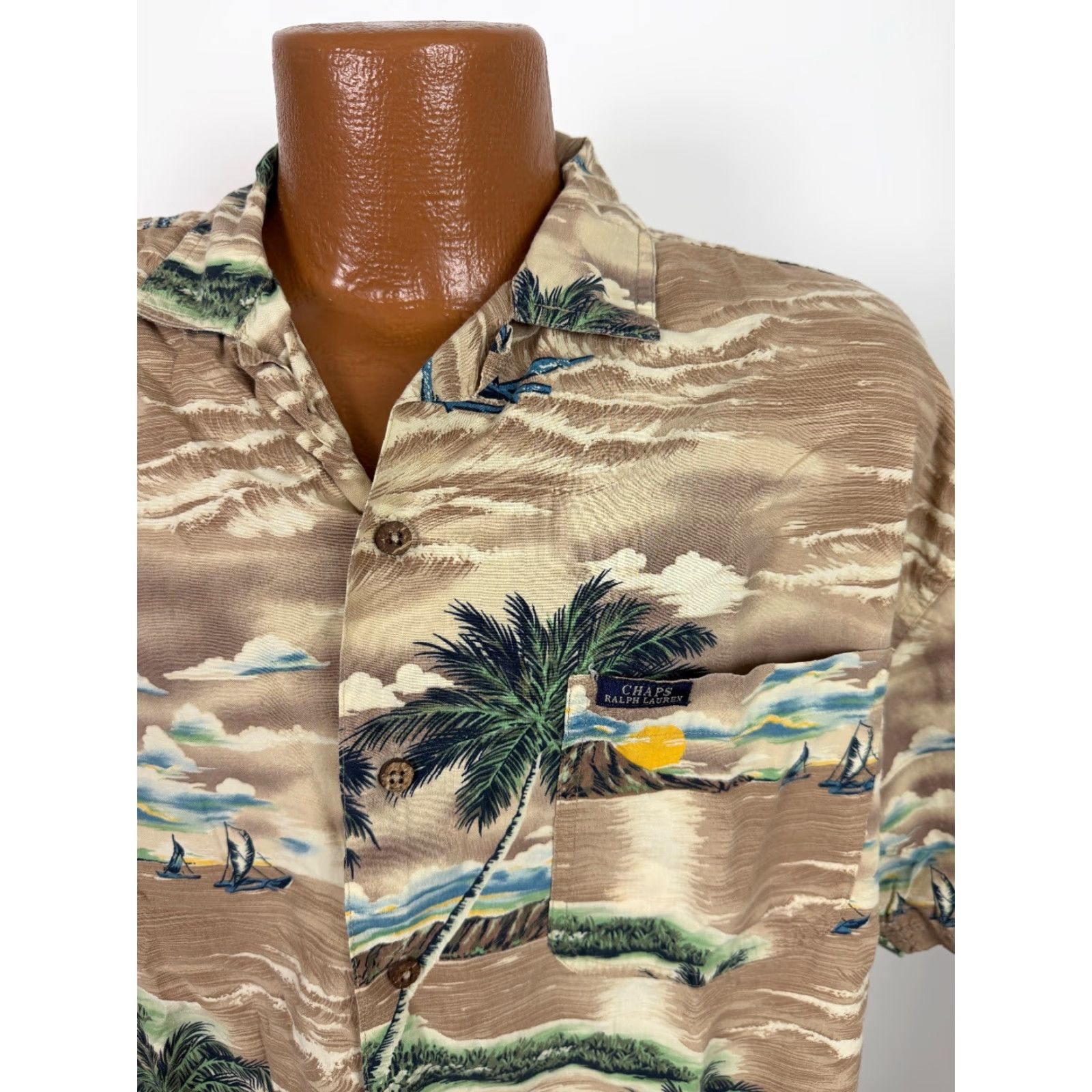 Chaps VINTAGE Chaps Hawaiian Shirt Mens Large 90s Beach Nautical Hipster Tropical Button-Up Size US L / EU 52-54 / 3 - 2 Thumbnail