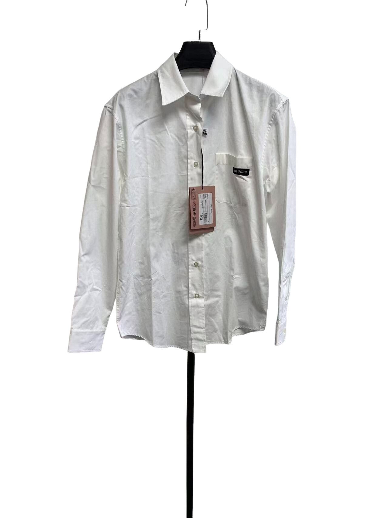 Miu Miu Miu Miu Poplin Logo Pocket Shirt Size 36 Size XS / US 0-2 / IT 36-38 - 1 Thumbnail