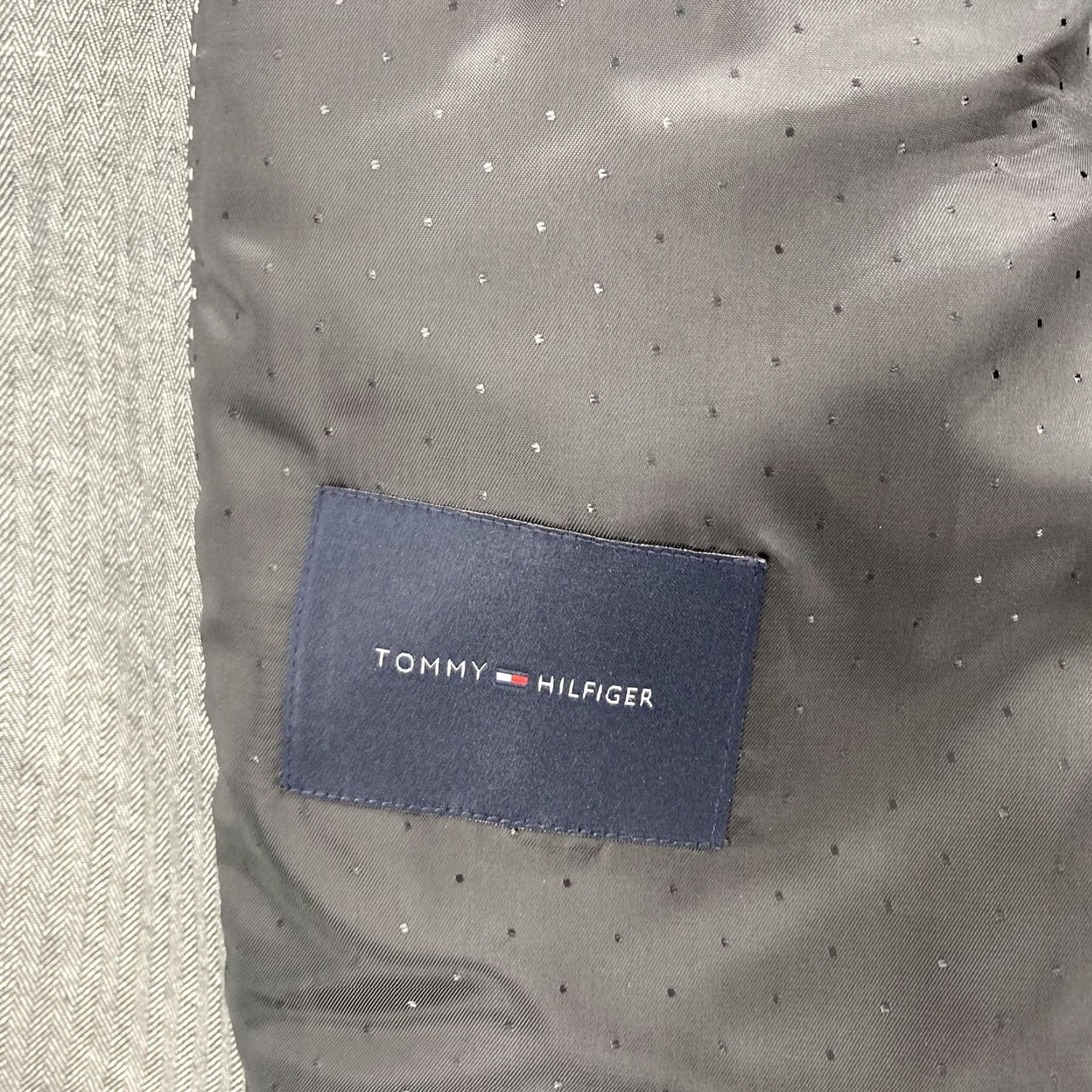 Tommy Hilfiger VINTAGE Tommy Hilfiger Blazer Mens 44L Black White Herringbone Linen 2 Button Lined Size 44R - 5 Thumbnail