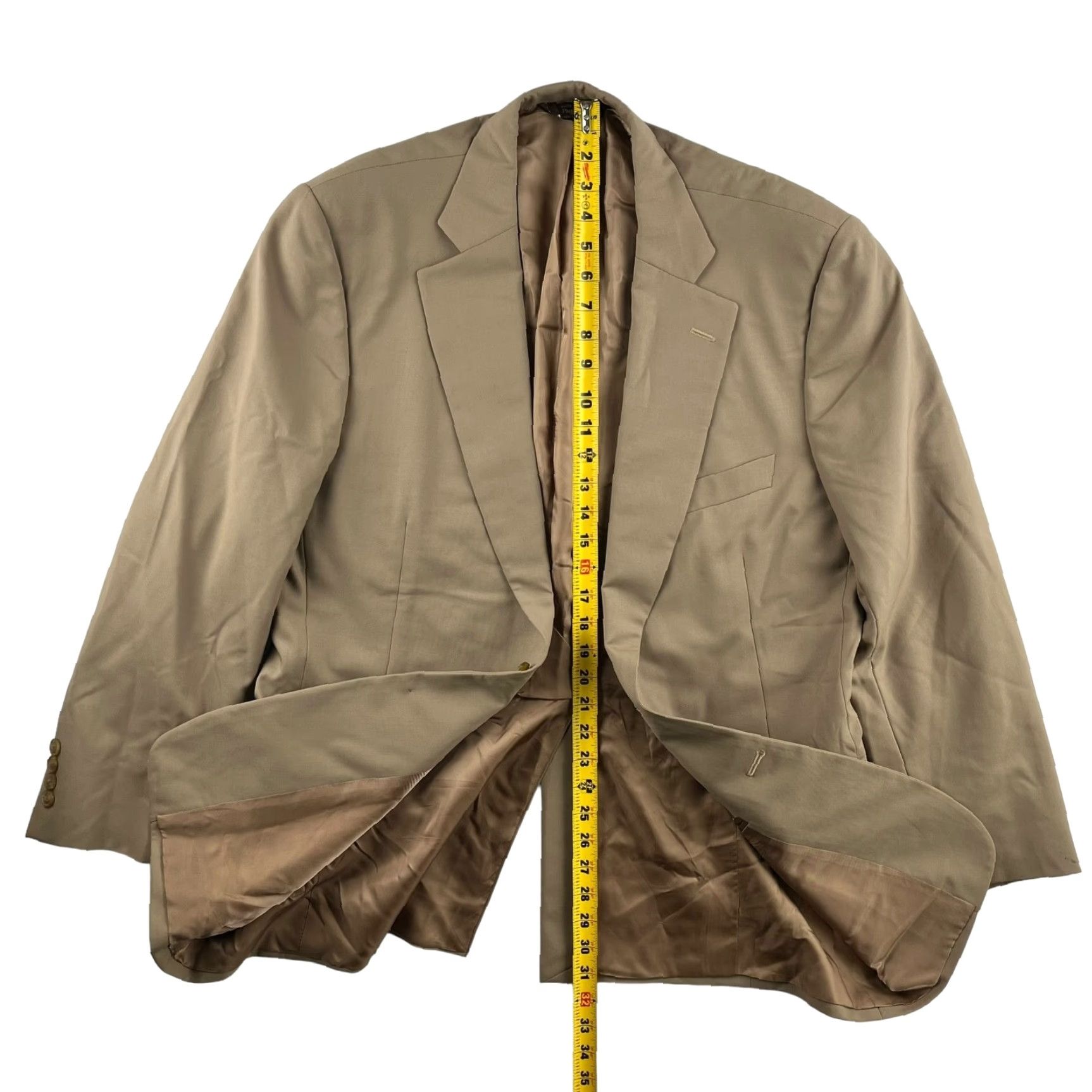 Paul Stuart VINTAGE Paul Stuart Blazer Jacket Mens Tan Wool 2-Button Notch Lapel Long 41 Long Brown solid Vintage Condition? Size 40R - 5 Thumbnail
