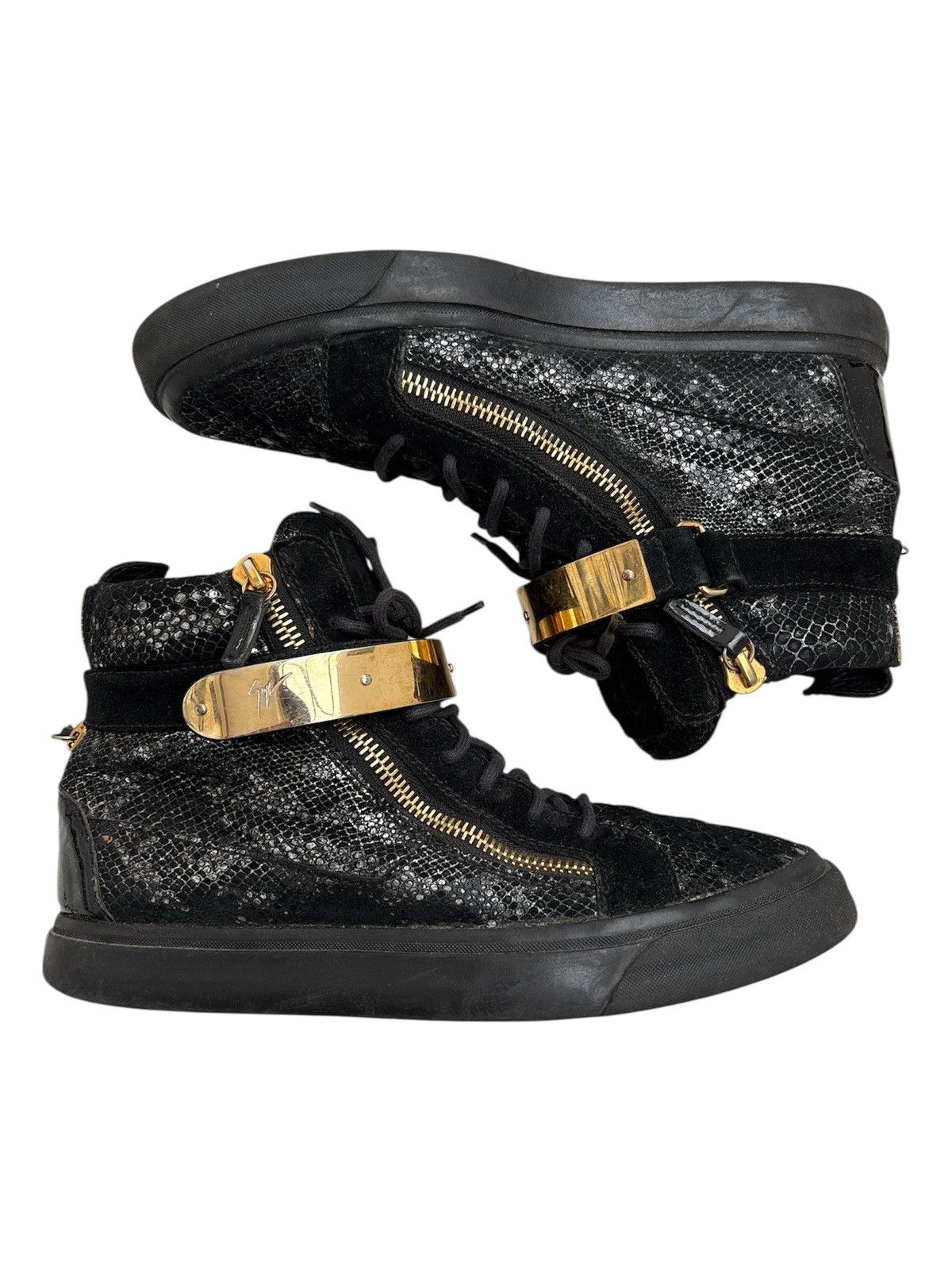 Giuseppe Zanotti Python Embossed Gold Strap Sneakers Size US 9 / EU 42 - 2 Thumbnail