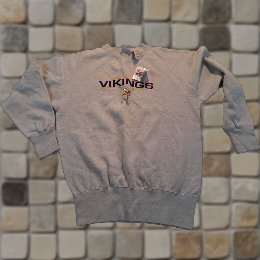 NFL NFL Active Minnesota Vikings Sweatshirt L Gray Embroidered Crew Neck Pullover Heavyweight Football USA Men Size US L / EU 52-54 / 3 - 1 Thumbnail