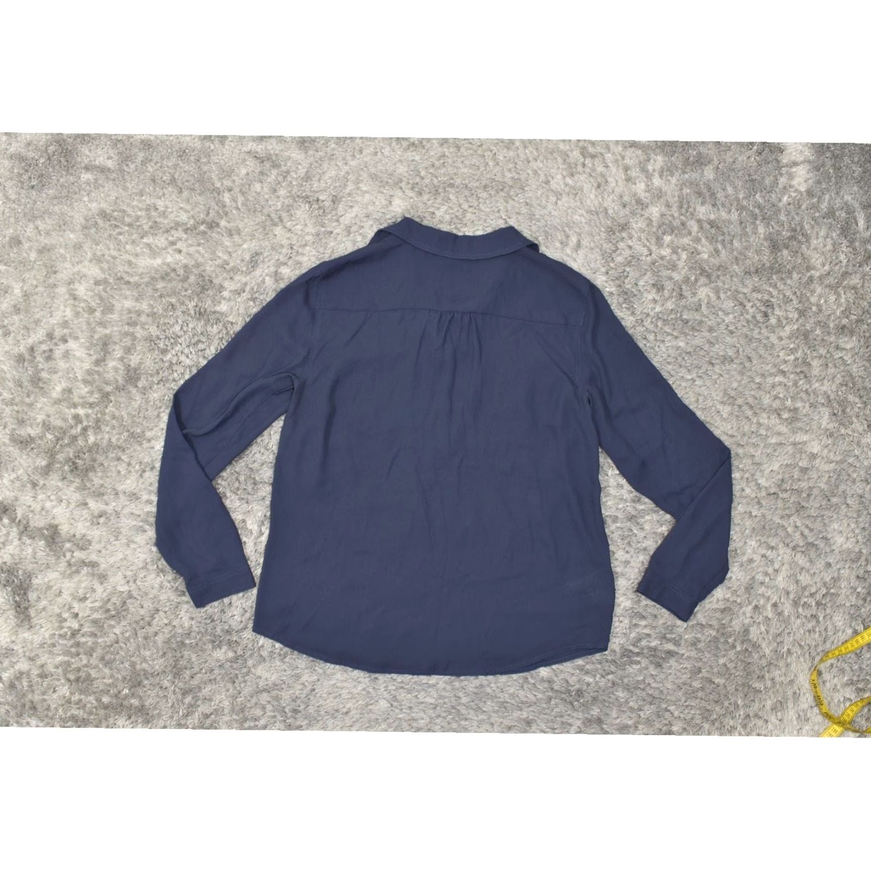 Loft LOFT Blue Polyester Blouse PS Petite Collared Solid Long Sleeve Top Women Size S / US 4 / IT 40 - 3 Thumbnail