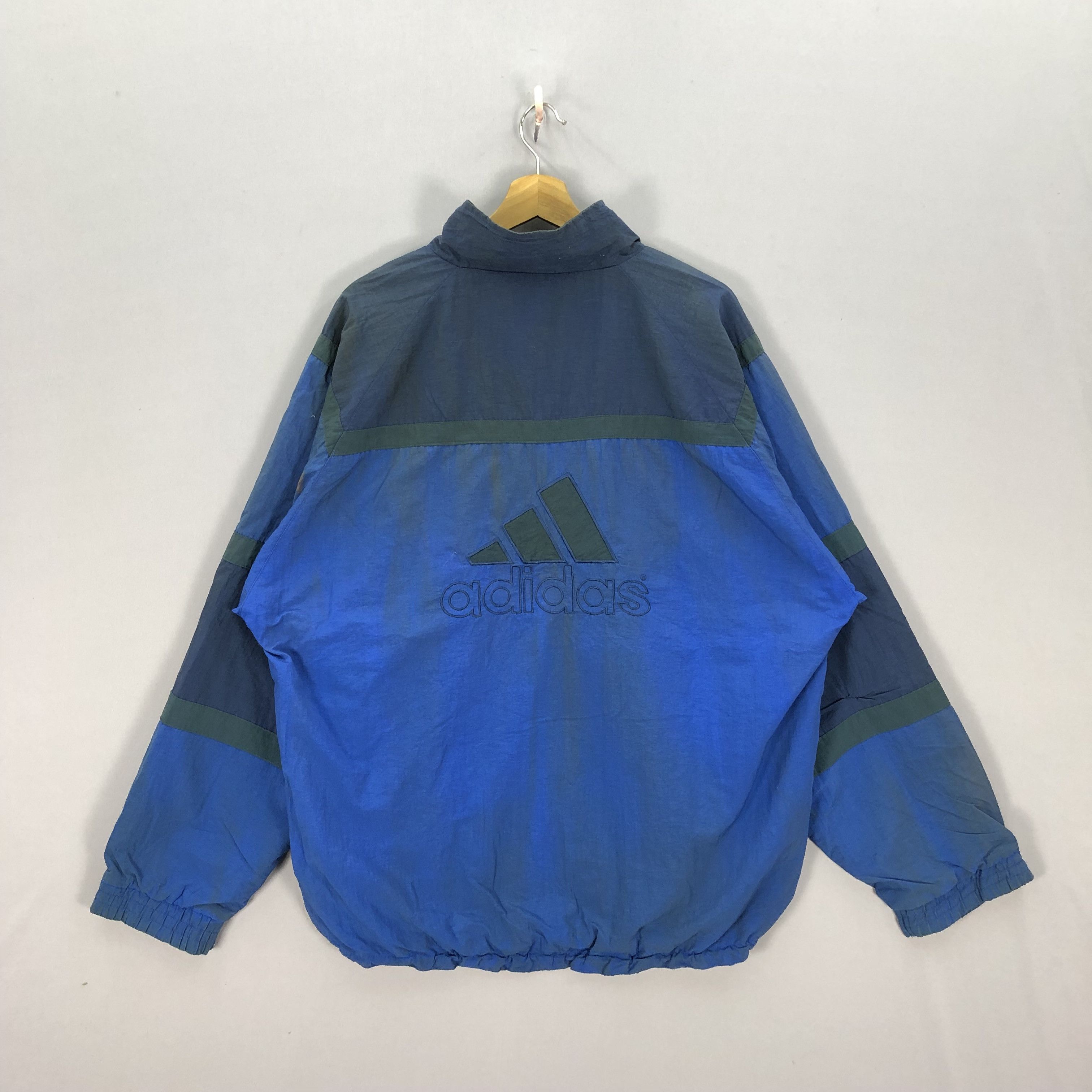 Adidas × Vintage Vintage 90s Dirty Adidas Windbreaker Zipper Jacket Size US L / EU 52-54 / 3 - 1 Thumbnail