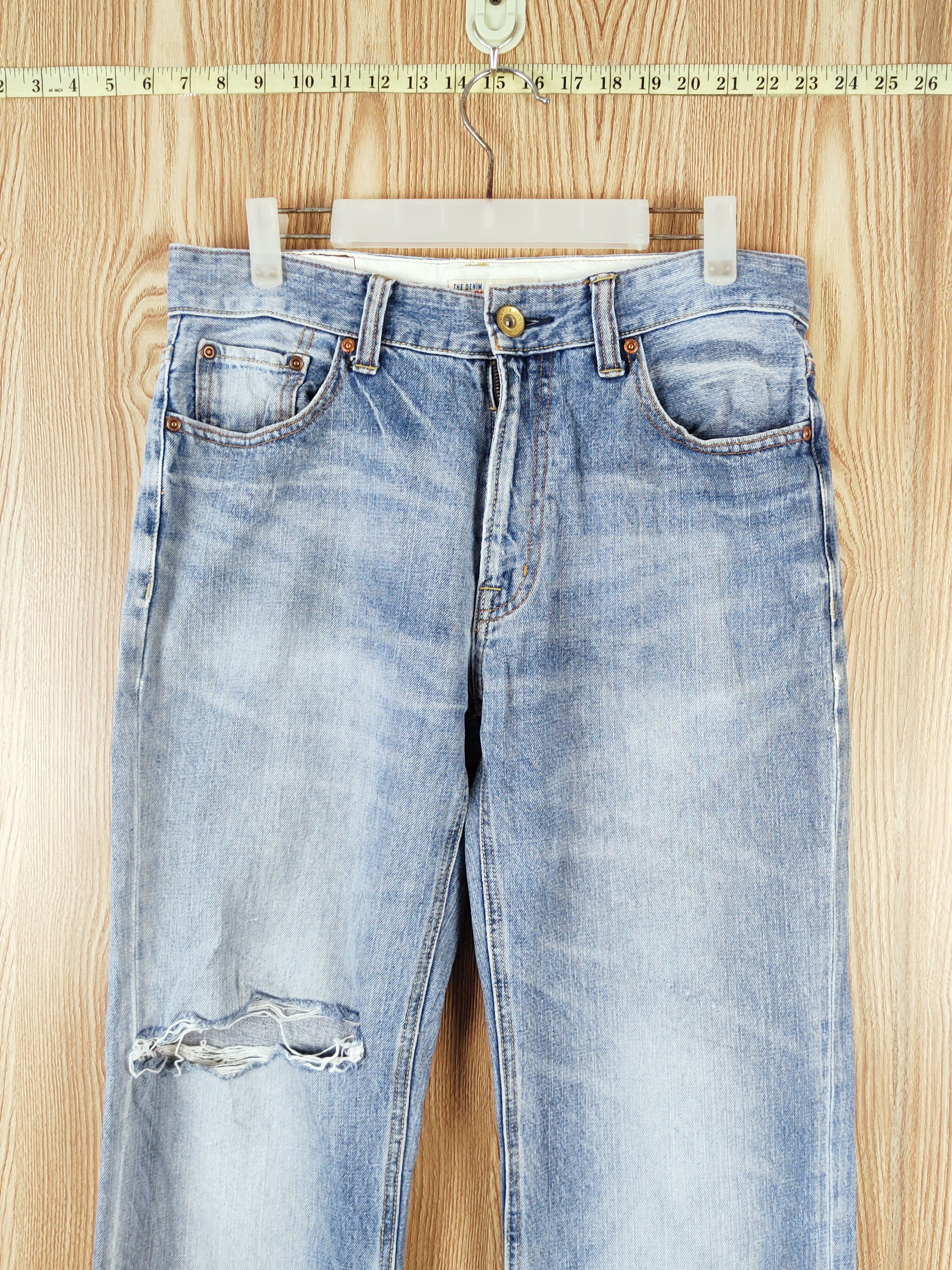 Japanese Brand × Vintage 1991 Navy Produce Blue Distressed Ripped Jeans Size US 32 / EU 48 - 2 Thumbnail
