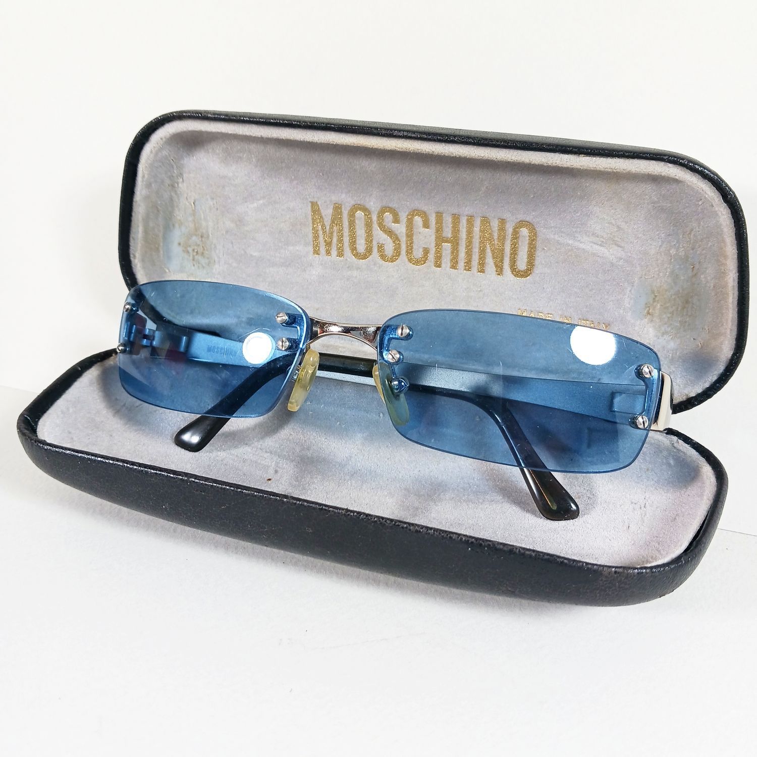 Moschino Moschino M3111-S Silver Metal Rimless Sunglasses Blue Lenses Size ONE SIZE - 2 Thumbnail