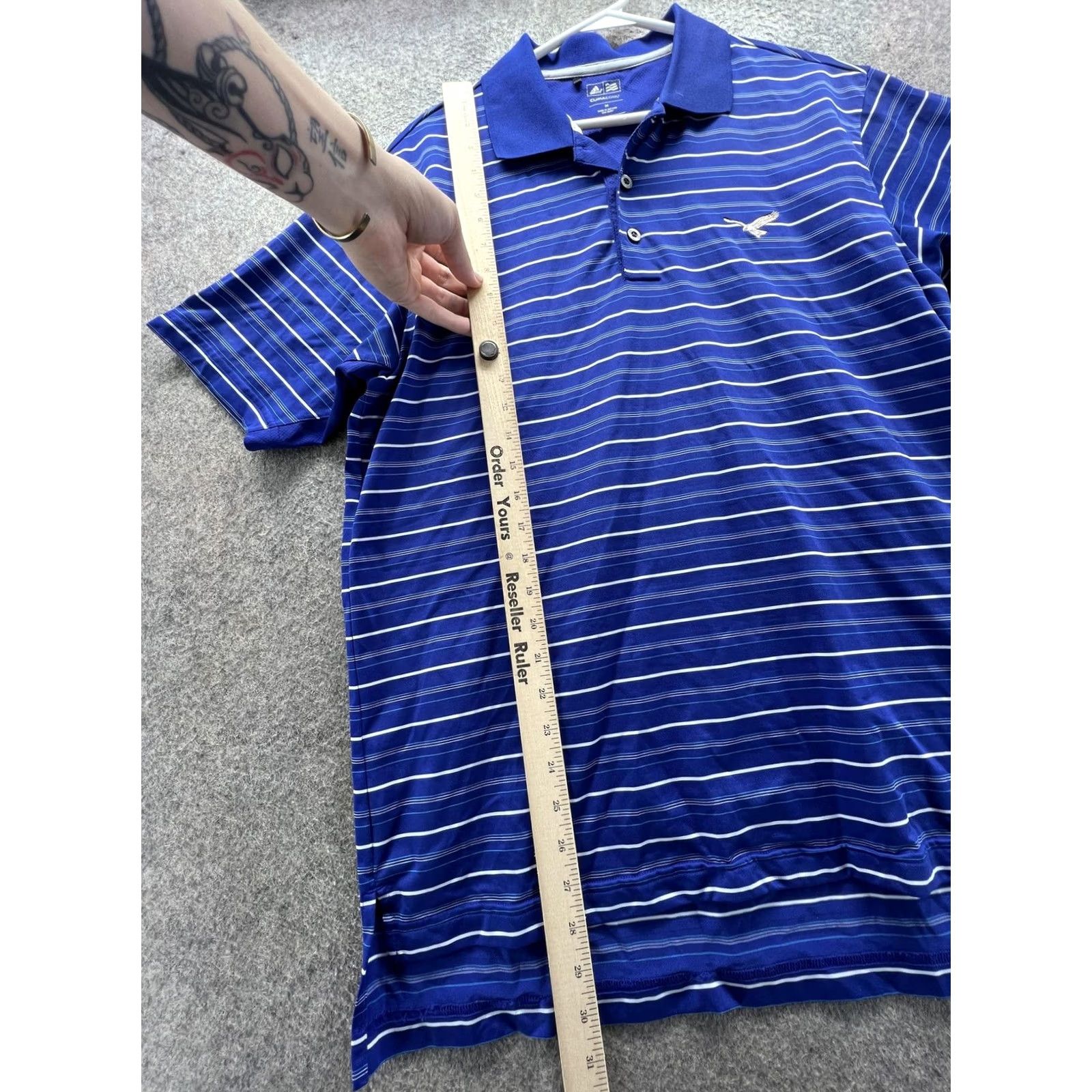 Adidas Adidas Climacool Polo Shirt Mens Medium Blue Stripe Golf Performance Shirt Size US M / EU 48-50 / 2 - 2 Thumbnail