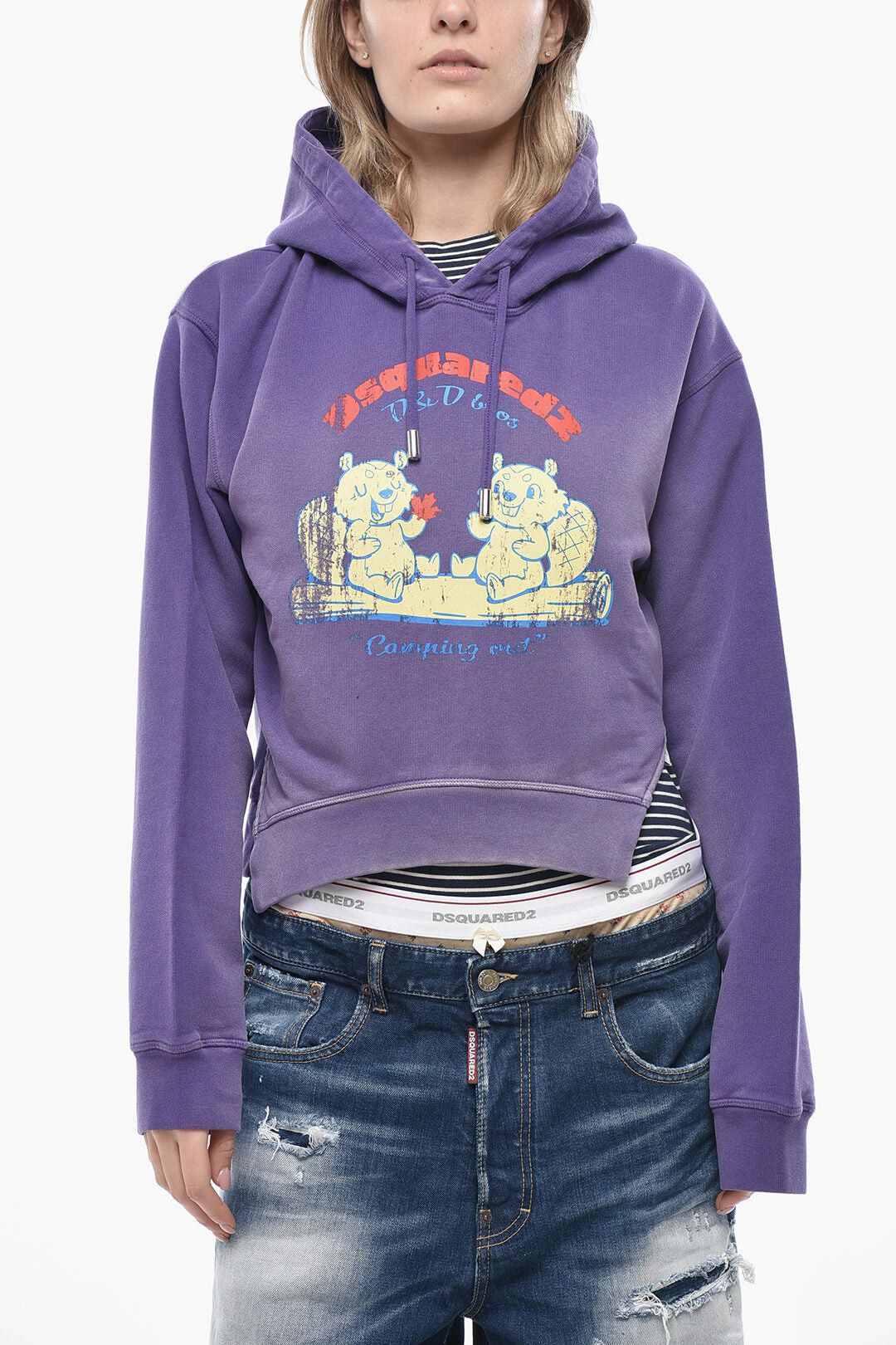 Dsquared2 Asymmetric Hoodie ROUND RIB FIT with Front Print Size XXS / US 00 / IT 34 - 1 Thumbnail
