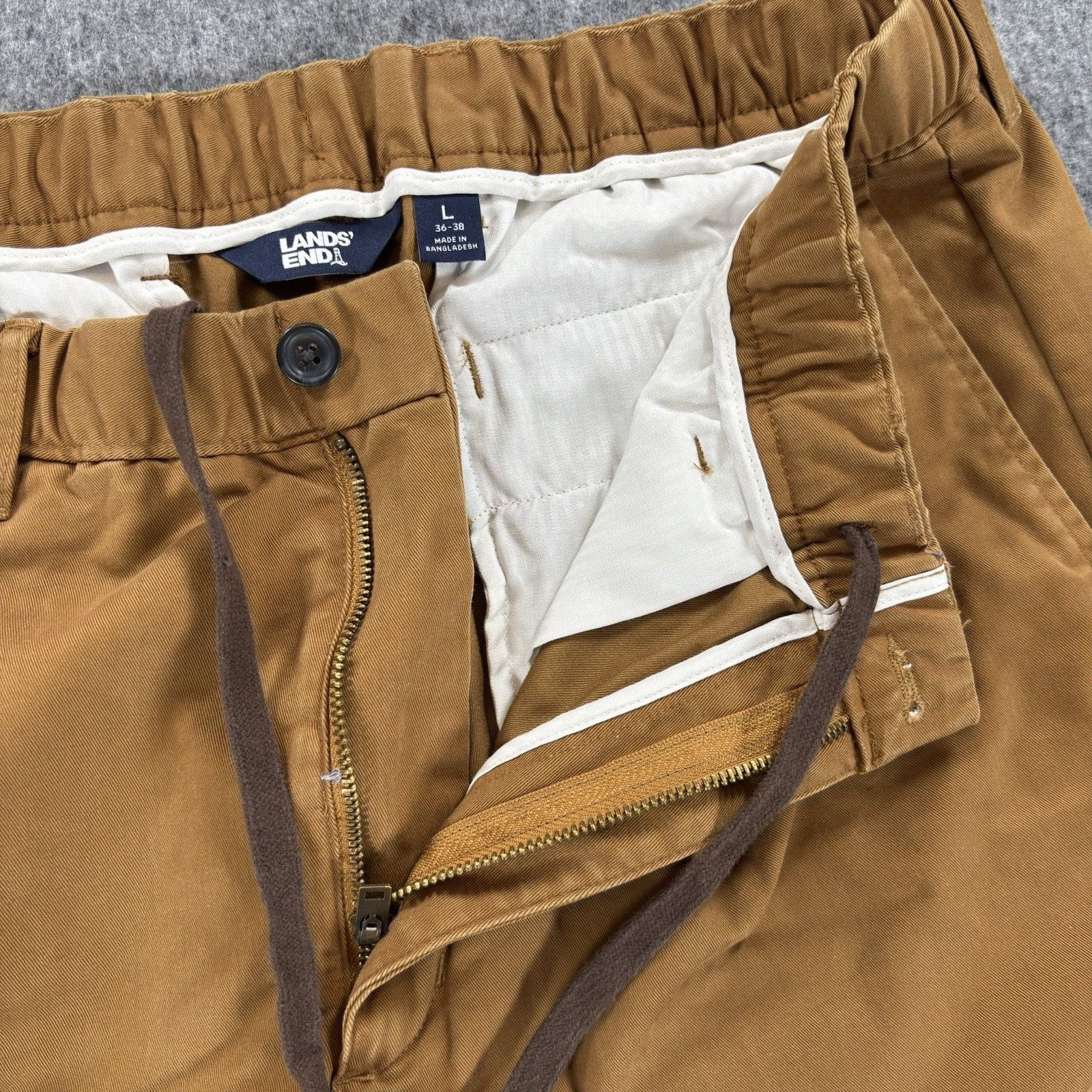 Lands' End Lands' End Men's Drawstring Chino Pants Large 36-38 Brown Size US 36 / EU 52 - 3 Thumbnail