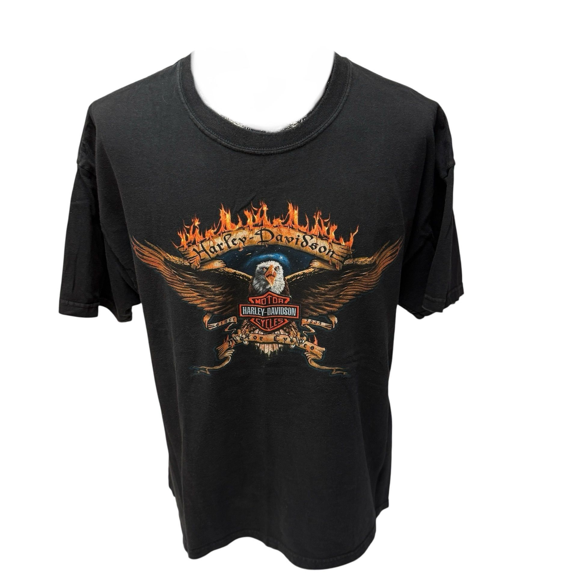Harley Davidson HD EAGLE FLAMES Lone Star State TEXAS Longhorn Motorcycle T Size US XL / EU 56 / 4 - 2 Thumbnail