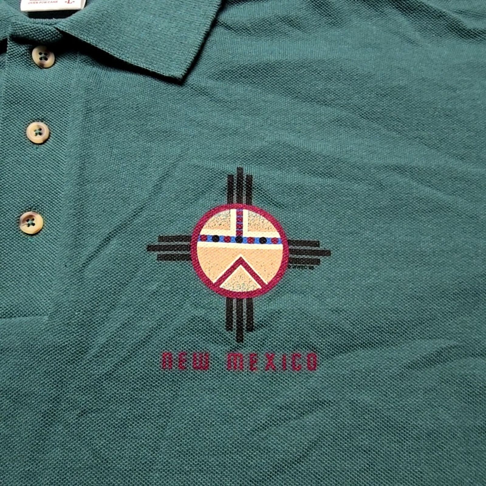 Vintage Vintage New Mexico Polo Green Mens Large Shirt 90s 1990s VTG Size US L / EU 52-54 / 3 - 2 Thumbnail