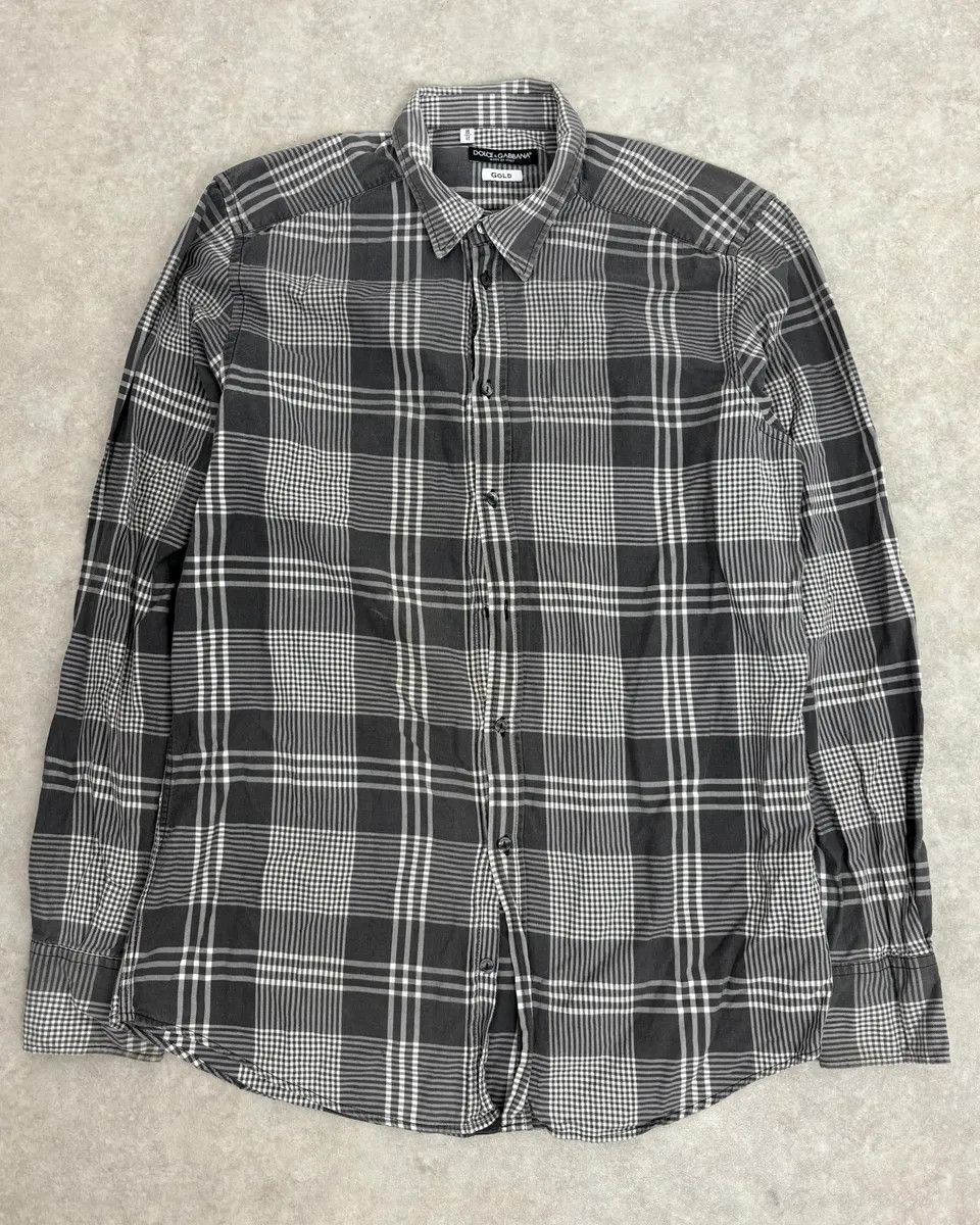 Dolce & Gabbana 2000s Dolce & Gabbana Grey Tartan Shirt Size US M / EU 48-50 / 2 - 1 Thumbnail