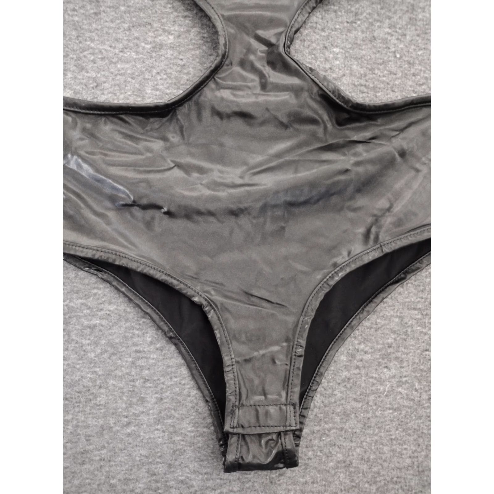 Vintage Codigo Women's One Piece Black Faux Leather Cut Out Sides Swimsuit Size S Size ONE SIZE - 6 Thumbnail