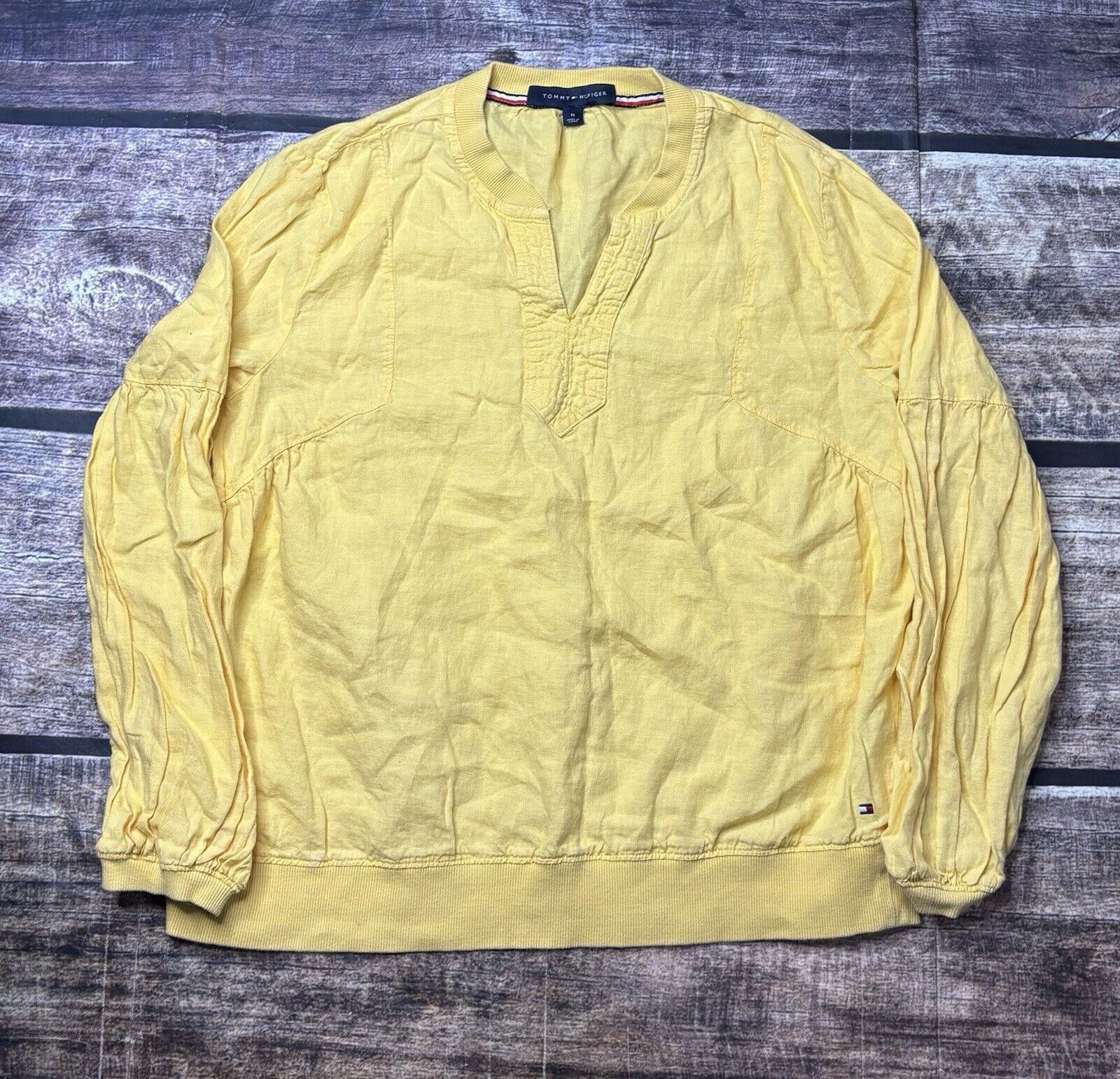 Tommy Hilfiger Tommy Hilfiger Linen Sweater Womens Medium Cotton Rib Yellow Size M / US 6-8 / IT 42-44 - 1 Thumbnail