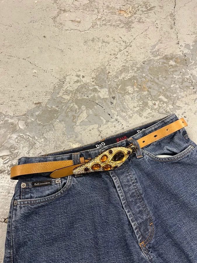 Roberto Cavalli 2000s Roberto Cavalli Ornament Buckle Leather Belt Size ONE SIZE - 3 Thumbnail