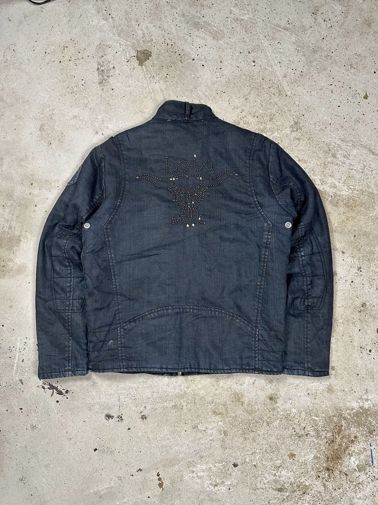 Japanese Brand × Vintage Vintage Y2K Utility Rhinestones Denim Jacket Size US M / EU 48-50 / 2 - 1 Thumbnail