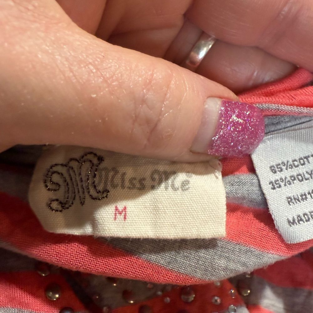 Other Miss me, size, medium, peach and gray short sleeve blouse Size M / US 6-8 / IT 42-44 - 3 Thumbnail