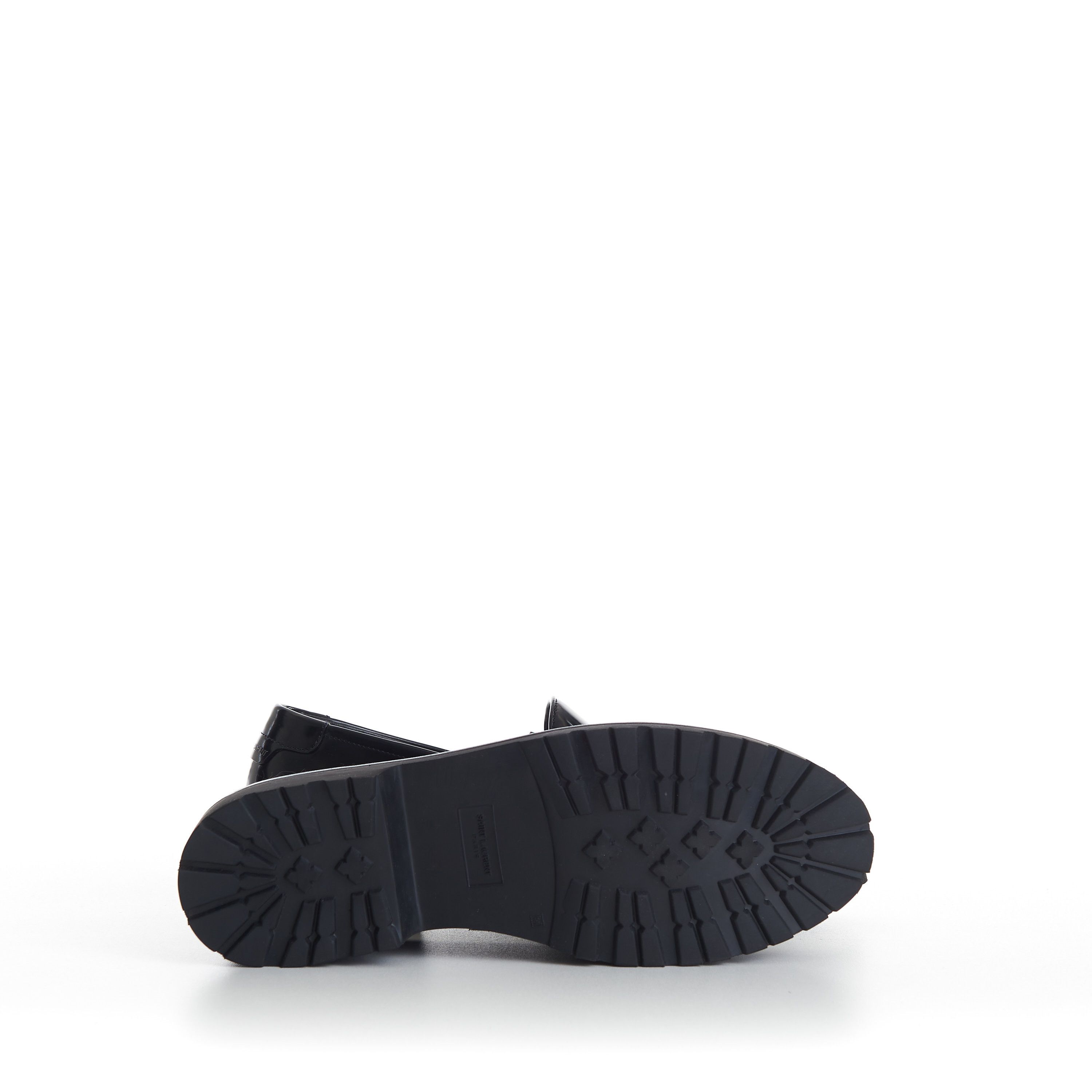 Saint Laurent Paris Black Penny Loafers - Chunky Sole, Glazed Leather, YSL Size US 11 / EU 44 - 11 Thumbnail
