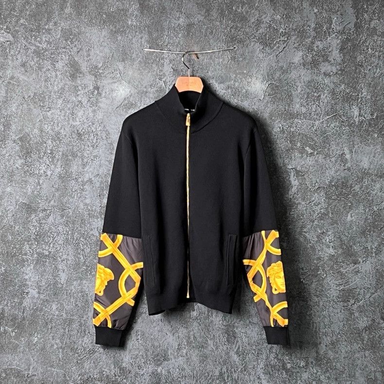 Versace Versace Printed panelled stand-up collar knit jacket Size US M / EU 48-50 / 2 - 1 Thumbnail