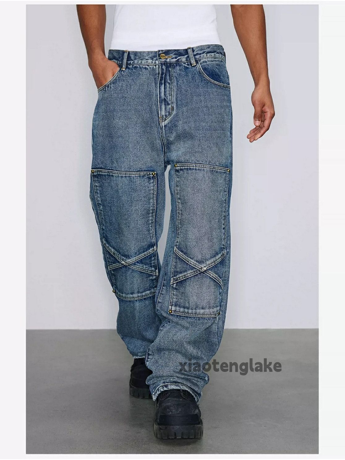 Jean × Vintage washed faded workwear skate hiphop loose baggy jeans Size US 36 / EU 52 - 1 Thumbnail