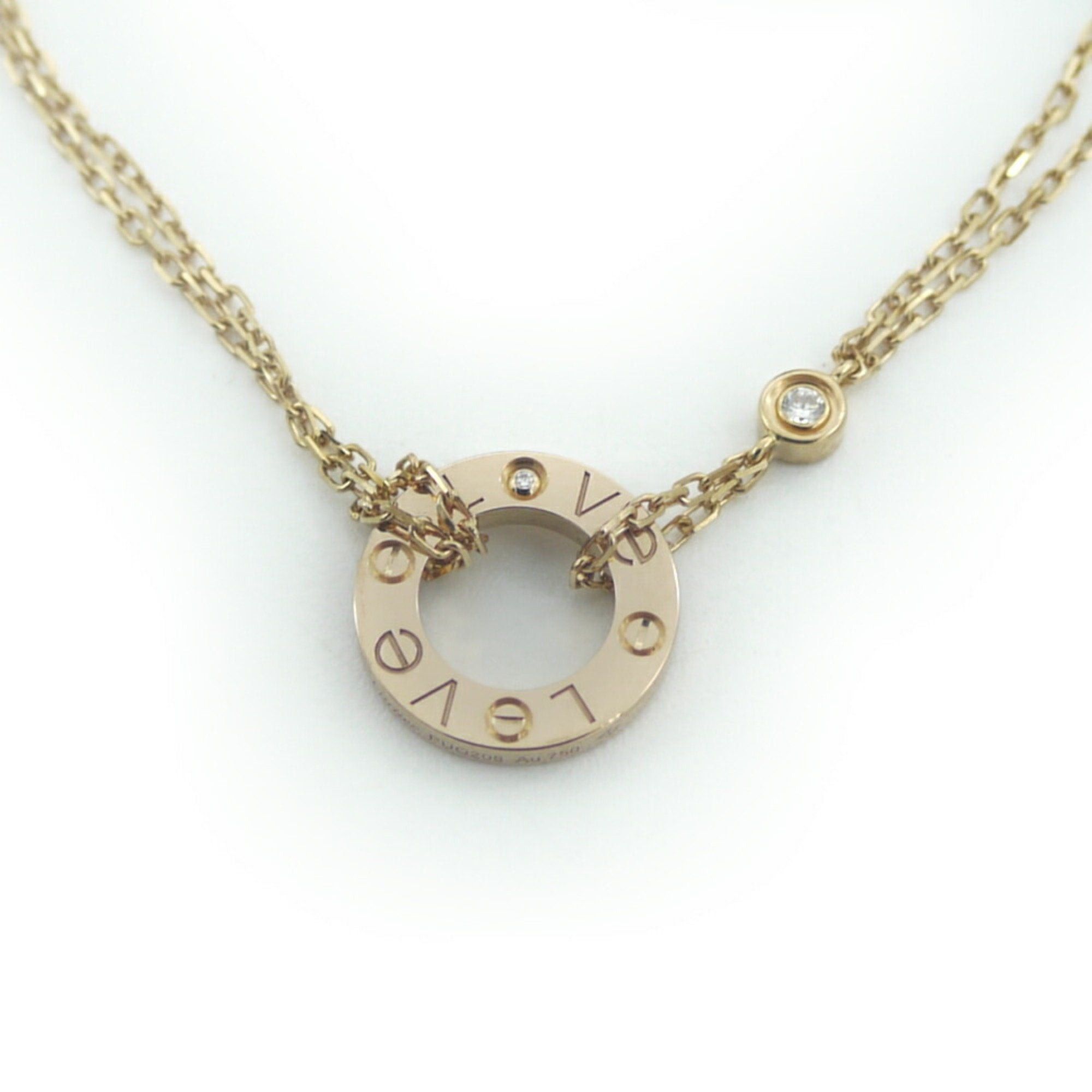 image of Cartier K18Pg Love Necklace Diamond Pink Gold, Women's