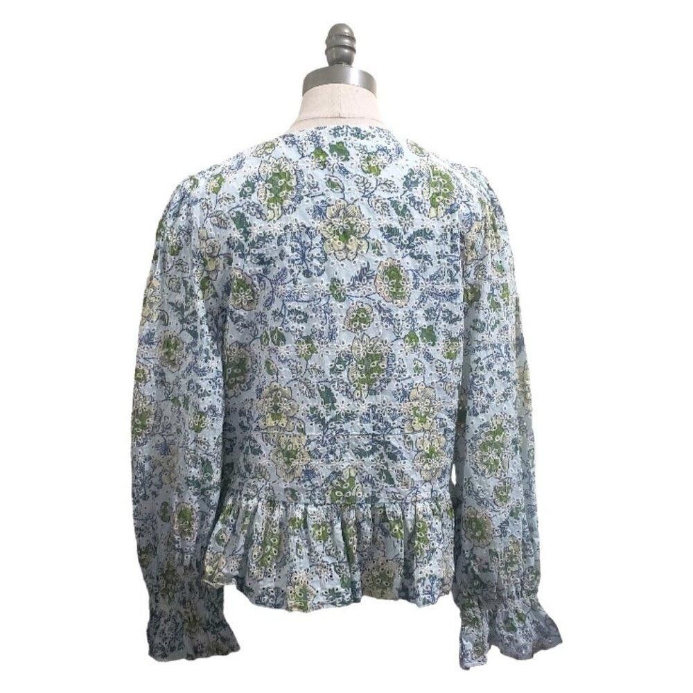 7 For All Mankind CT1744 7 For All Mankind Embroidered Poplin Sleeve Top L Size L / US 10 / IT 46 - 6 Thumbnail