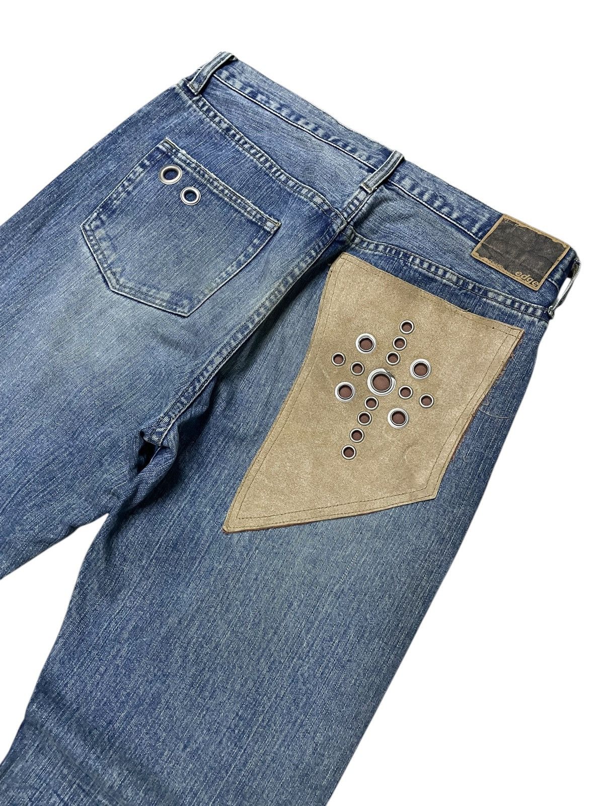 5351 POUR LES HOMMES × Japanese Brand × Tornado Mart Edge Rupert G land Asymmetrical Leather Pocket Rivets Jeans Size US 32 / EU 48 - 3 Thumbnail