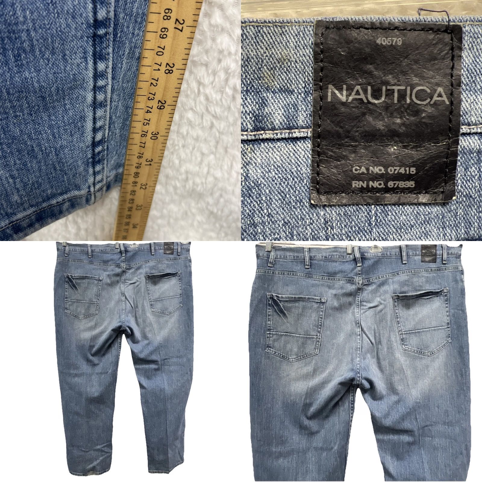 Nautica Nautica Relaxed Fit Jeans Men’s 50x32 Blue Denim Stretch 5-Pocket Straight Zip Button Casual Pants Size US 34 / EU 50 - 8 Thumbnail