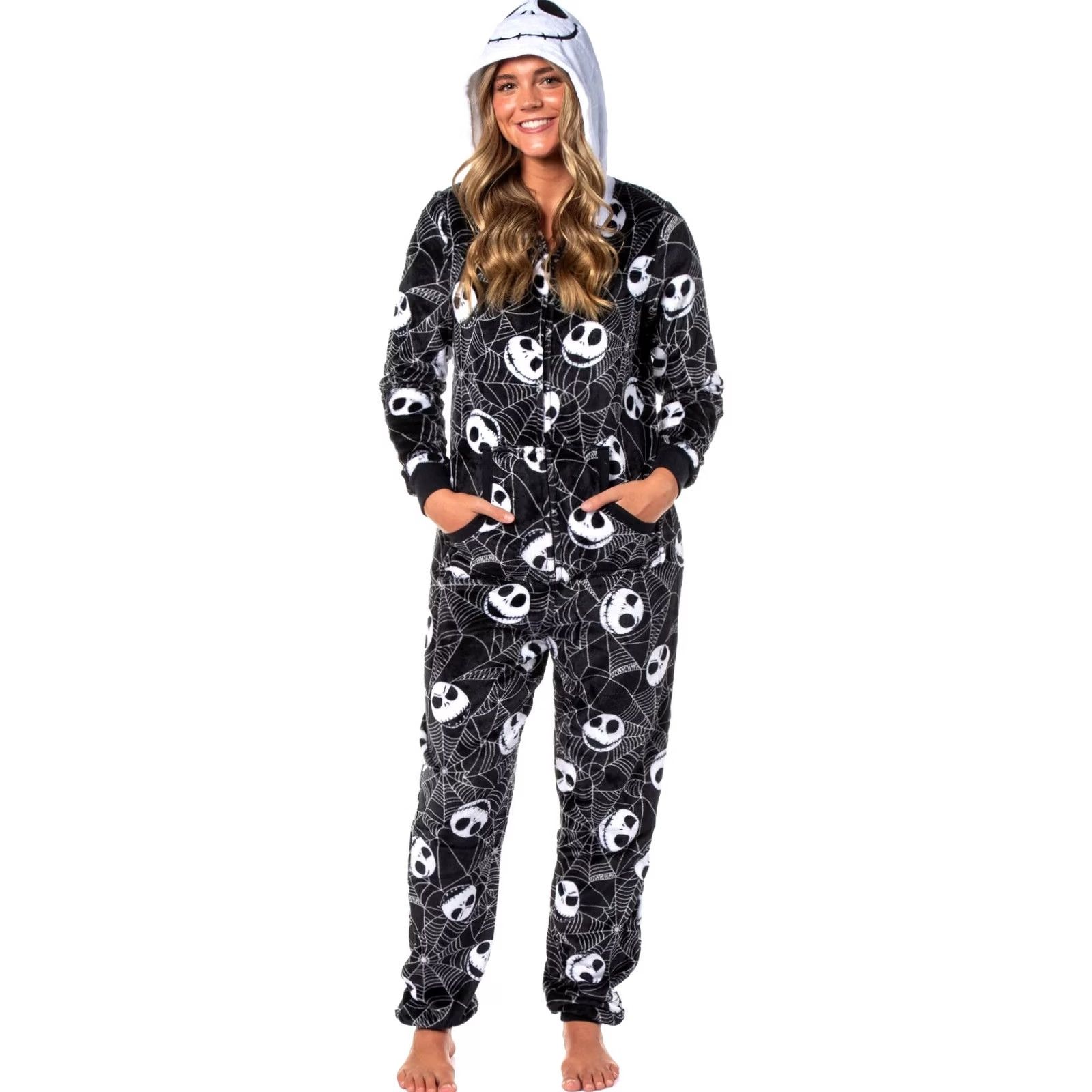 Disney VINTAGE? Disney Nightmare Before Christmas Jack Skellington 1 Piece Pajama Medium Fleece Size ONE SIZE - 2 Thumbnail