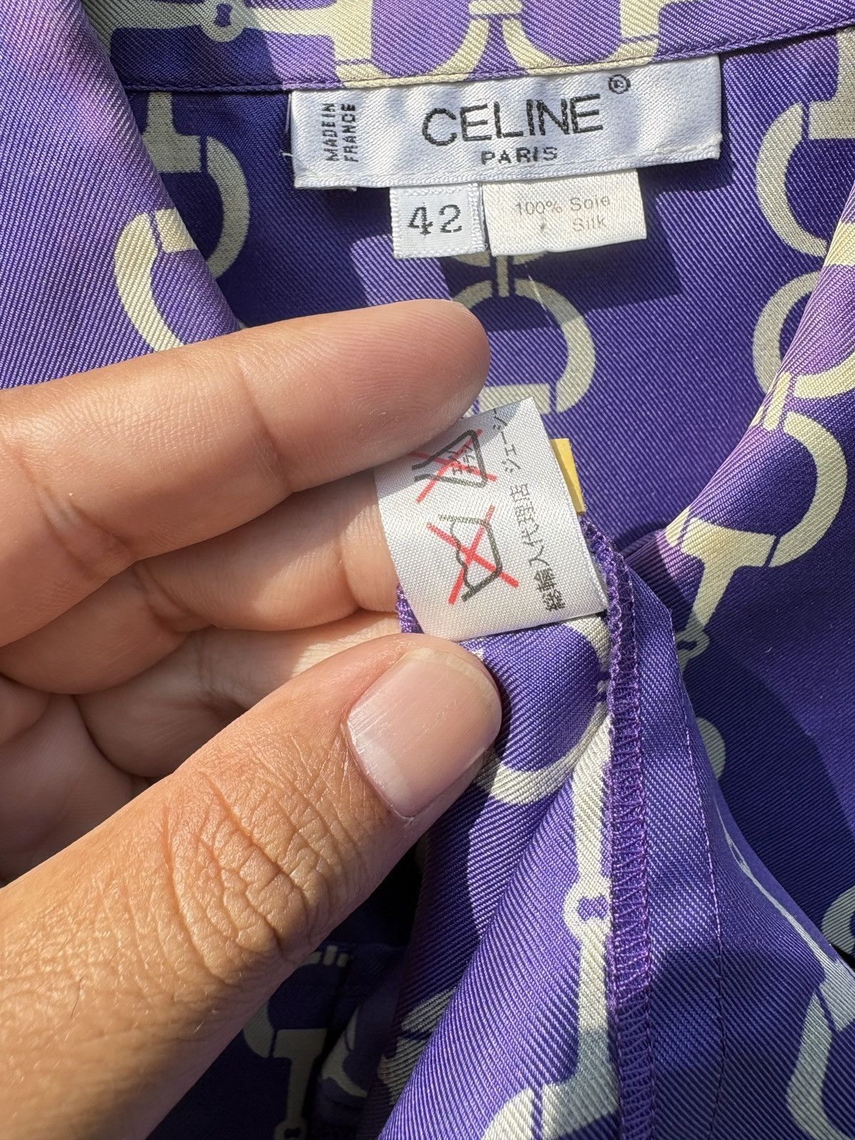 Celine Celine horsebit purple silk shirt Size M / US 6-8 / IT 42-44 - 18 Thumbnail