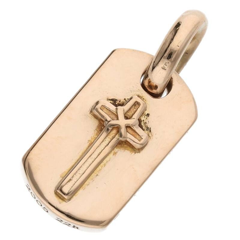 image of Chrome Hearts Gold Cross Dogtag, Men's