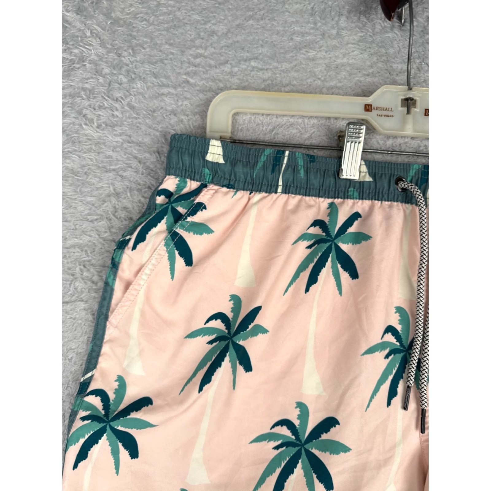 Vintage VINTAGE Maamgic Swim Trunks Mens XL Pink Green Palm Tree Lined Polyester Beach Size US 36 / EU 52 - 4 Thumbnail