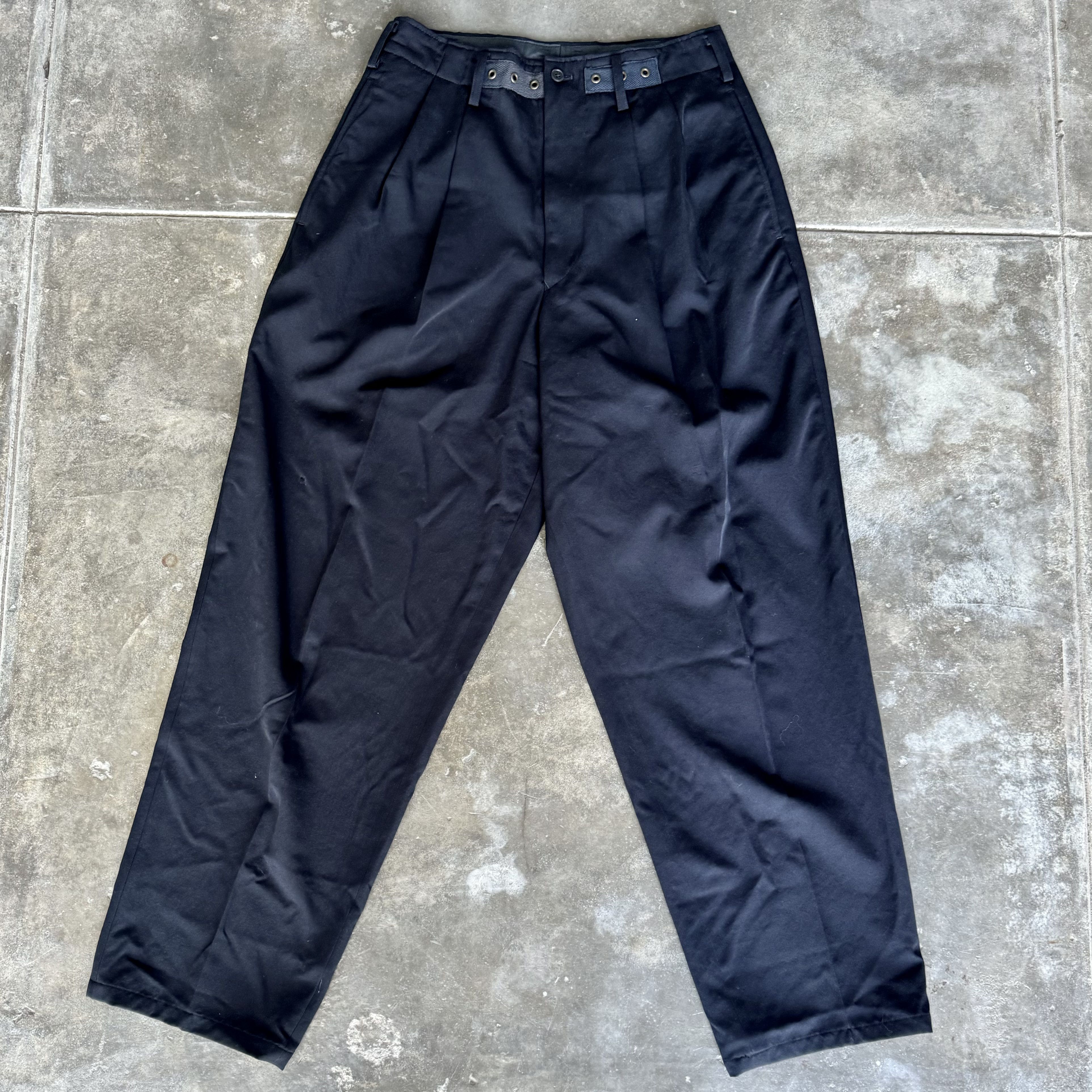 Yohji Yamamoto Yohji Wool Gabardine Classic Wide Baggy Trousers Size US 30 / EU 46 - 1 Thumbnail