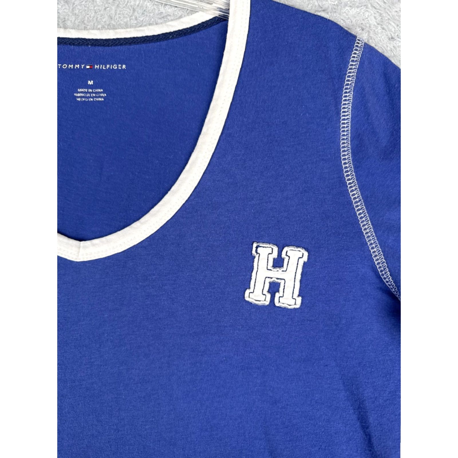 Tommy Hilfiger Tommy Hilfiger Shirt Women M Blue Long Sleeve Scoop Neck Cotton Blend Size M / US 6-8 / IT 42-44 - 6 Thumbnail