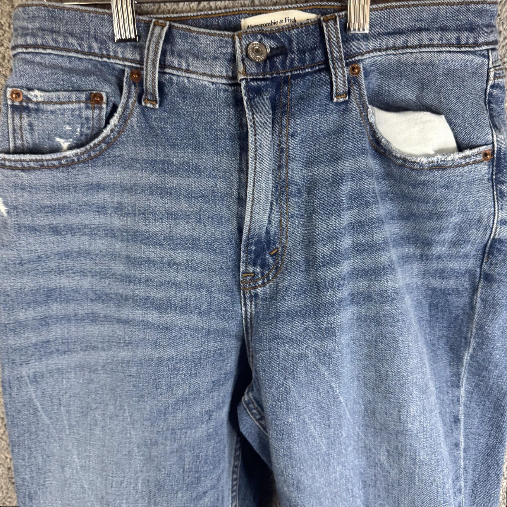 Abercrombie & Fitch Abercrombie & Fitch Jeans Womens 30 Slim Straight Ultra High Rise Curve Love Denim Blue 5-Pocket Distressed Stretch Womens Jeans Size 30" / US 8 / IT 44 - 4 Thumbnail
