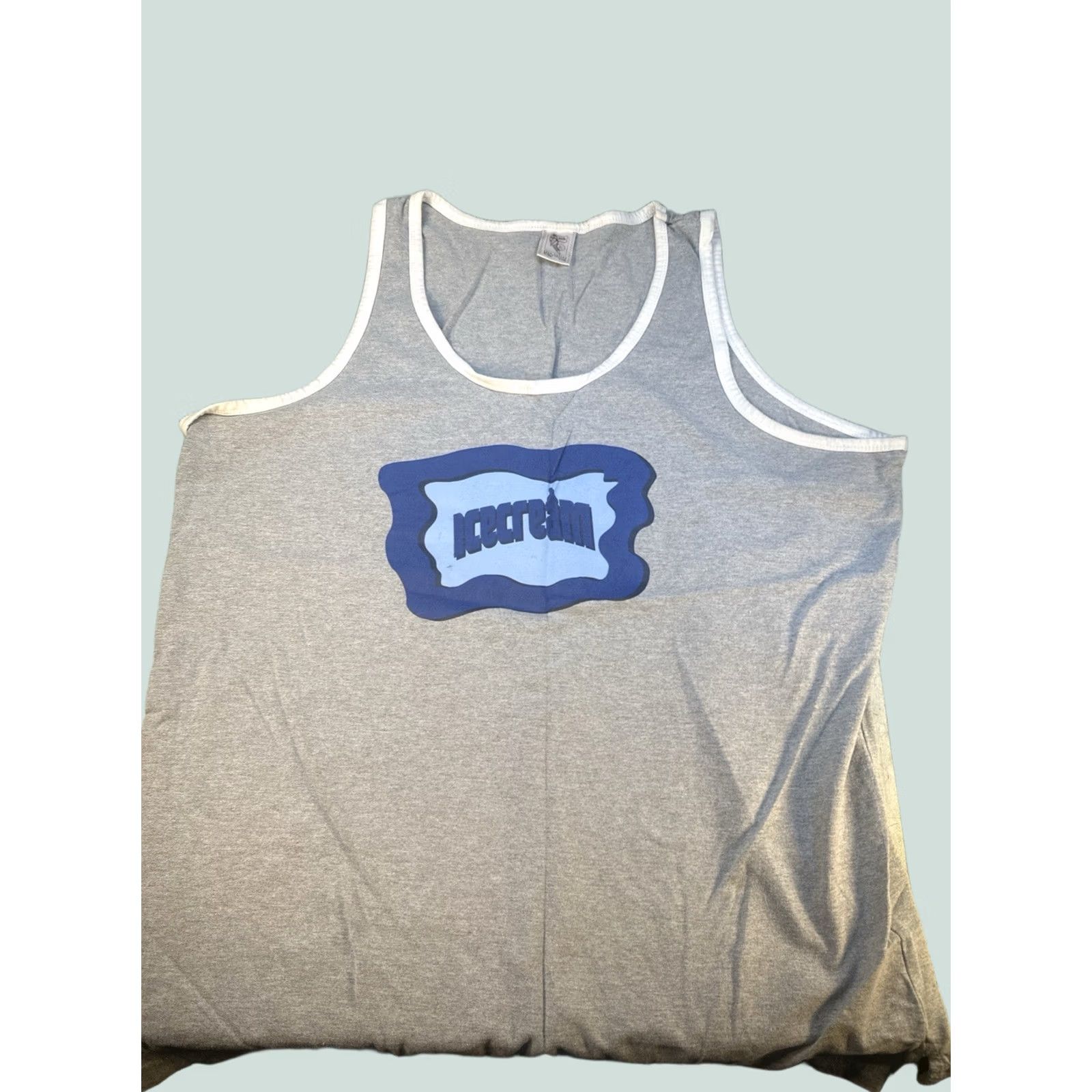 Vintage VINTAGE Recream Tank Top XL Gray Blue Trim 100% Cotton Ice Cream Cone Tank Women Size XL / US 12-14 / IT 48-50 - 1 Thumbnail