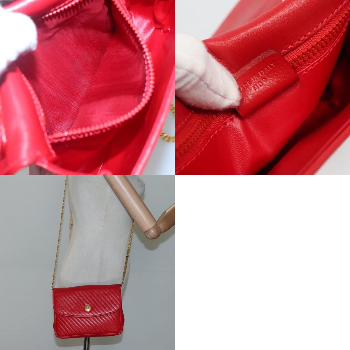 Celine CELINE Chain Shoulder Bag Leather Red Gold Size ONE SIZE - 12 Thumbnail