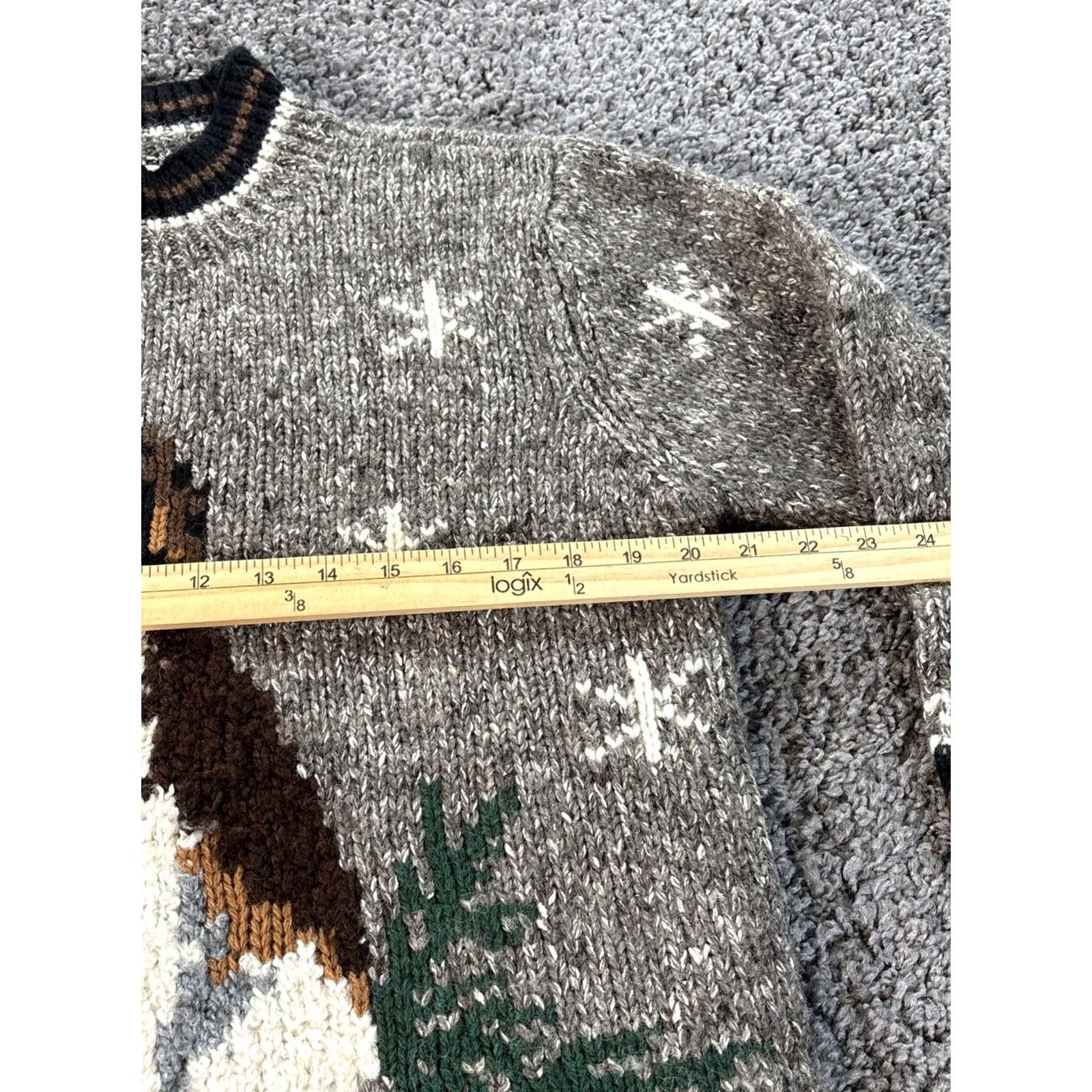 Talbots VINTAGE Talbots Wool Silk Pullover Sweater Saint Bernard Dog Heavyweight Crew Neck Women Small Gray Christmas Winter Knit Size S / US 4 / IT 40 - 3 Thumbnail