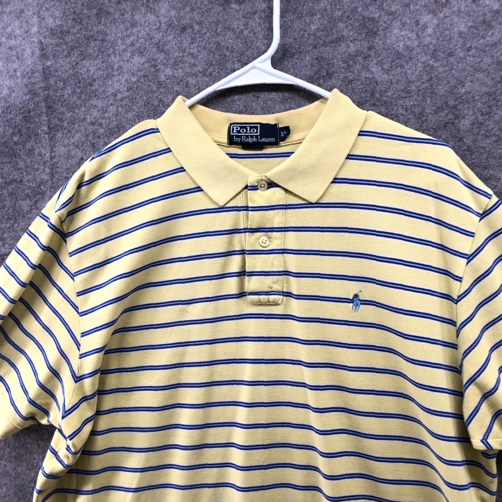 Polo Ralph Lauren Polo Ralph Lauren Polo Shirt Mens XL Short Sleeve Yellow Blue Stripe Pony Logo Shirt Size US XL / EU 56 / 4 - 3 Thumbnail
