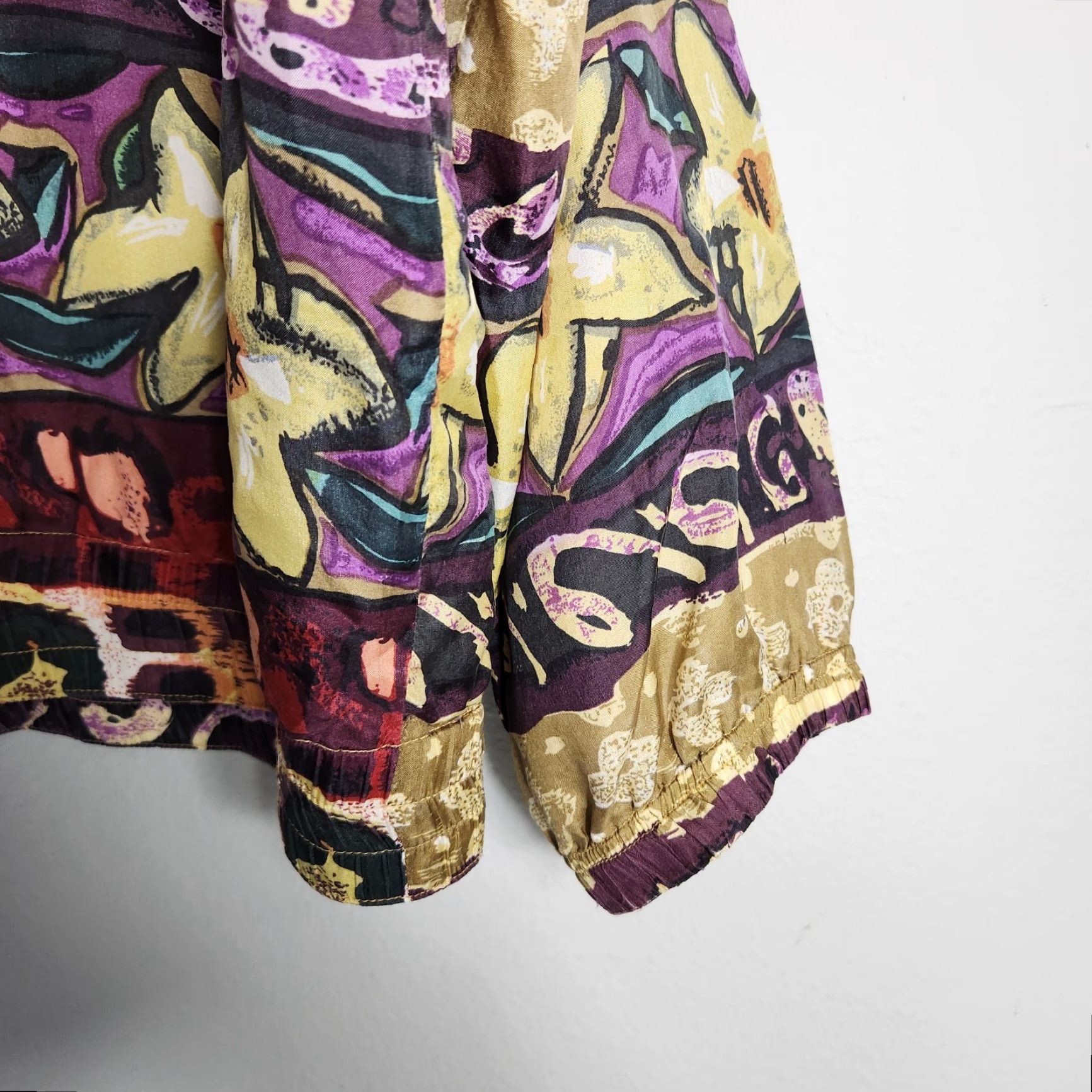 Vintage VINTAGE Silk Ncounter Womens 100% Silk Floral Abstract Bomber Jacket-Size M Size M / US 6-8 / IT 42-44 - 5 Thumbnail