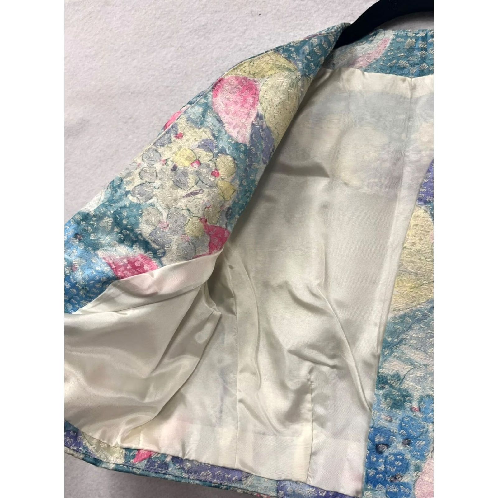 Vintage VINTAGE 90s Floral Cropped Bolero Jacket Open Front Blazer Women M/L Pink Floral Pattern Womens Size M / US 6-8 / IT 42-44 - 5 Thumbnail