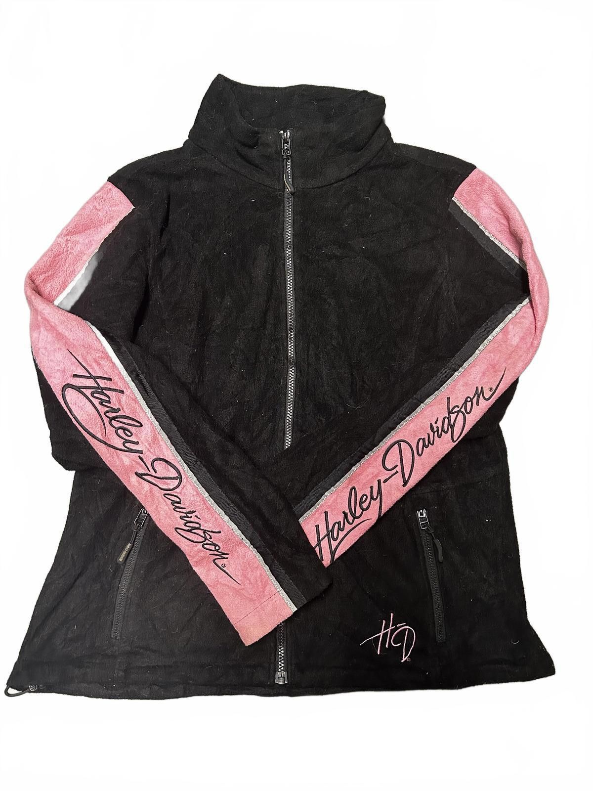 Harley Davidson Harley-Davidson Black and Pink Zip Jacket Size XL / US 12-14 / IT 48-50 - 1 Thumbnail