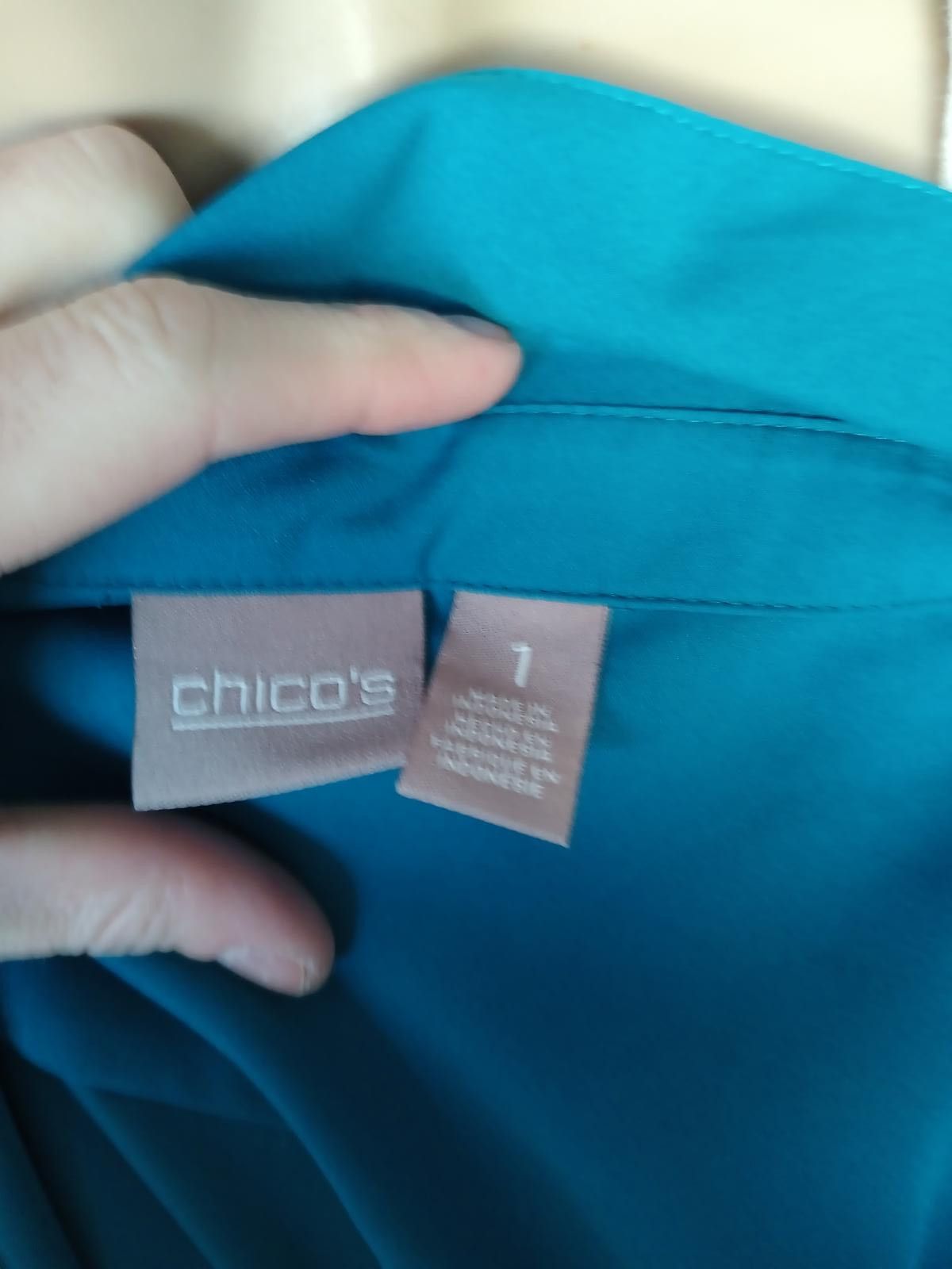 Chicos Chico's Teal Ruffled jacket - Size 1 Size ONE SIZE - 3 Thumbnail