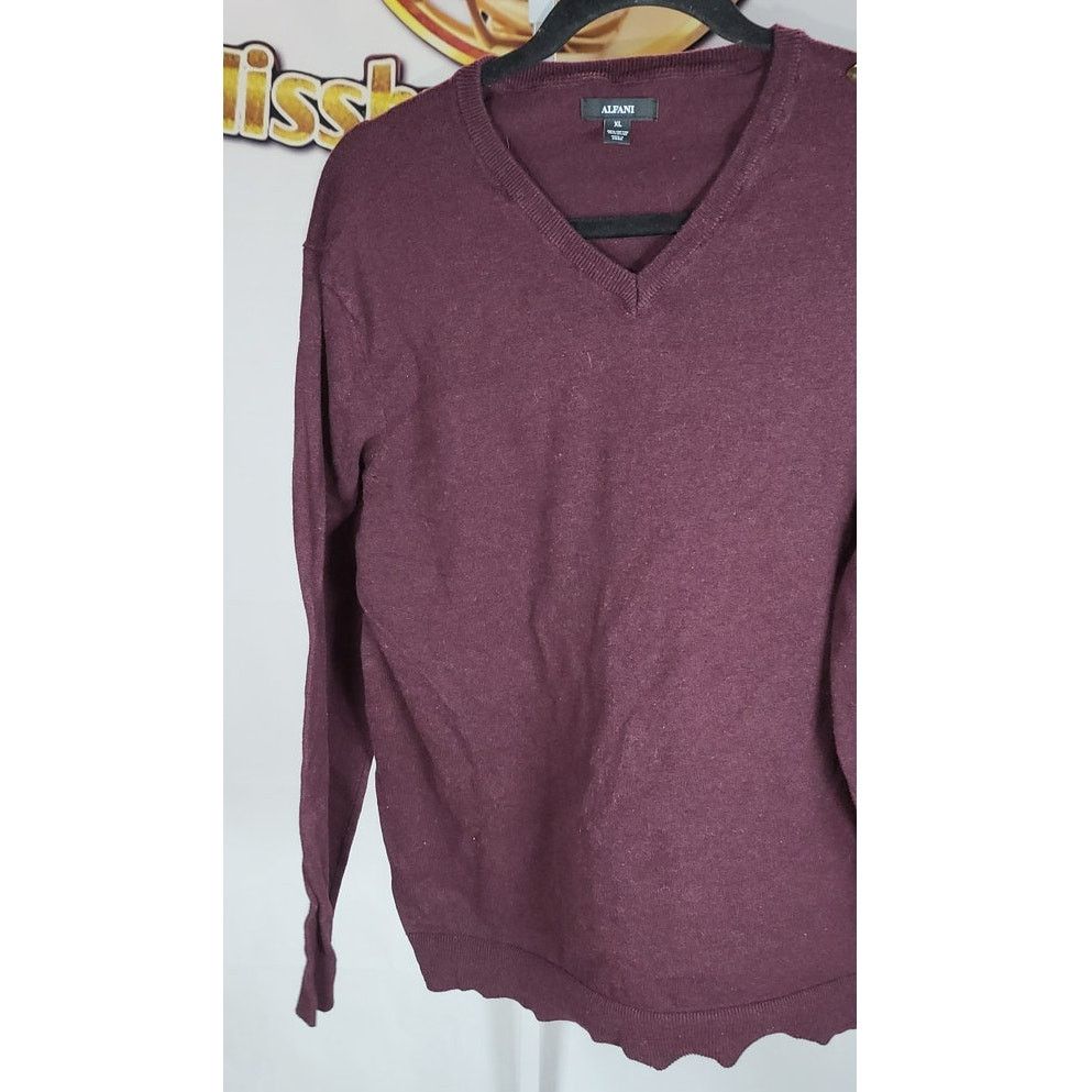 Alfani Men Alfani Wine Red Long Sleeve V Neck Sweater Size XL Size US XL / EU 56 / 4 - 3 Thumbnail