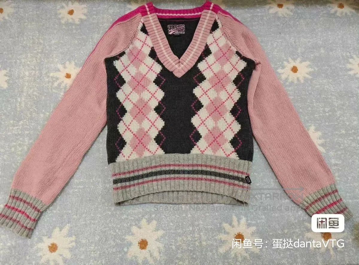 Miss Sixty Miss Sixty Pink Gray Argyle V. Size M / US 6-8 / IT 42-44 - 2 Thumbnail