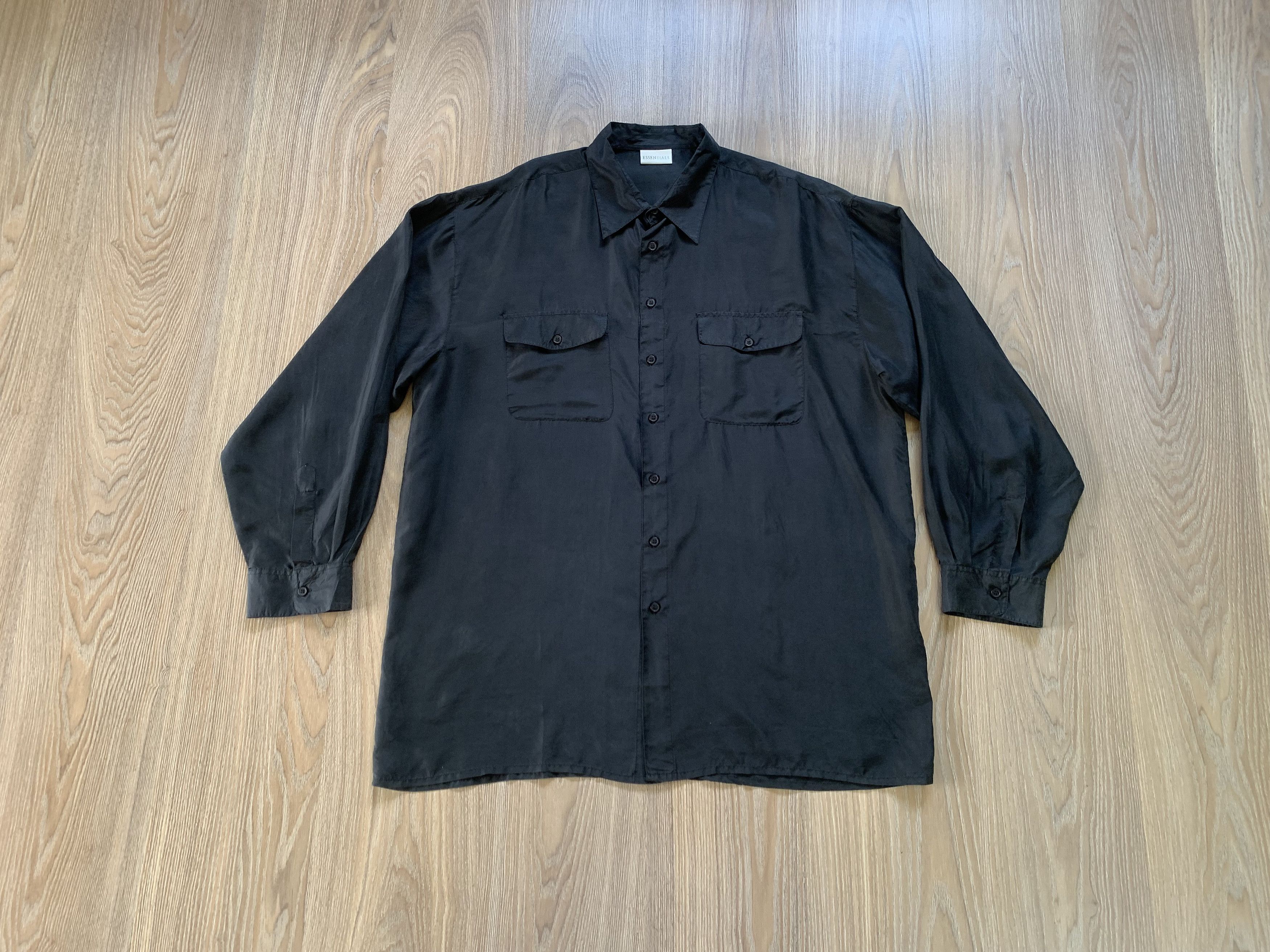 Band Tees Essentials Black Silk Long Sleeve Button Up Shirt Size US XL / EU 56 / 4 - 1 Thumbnail